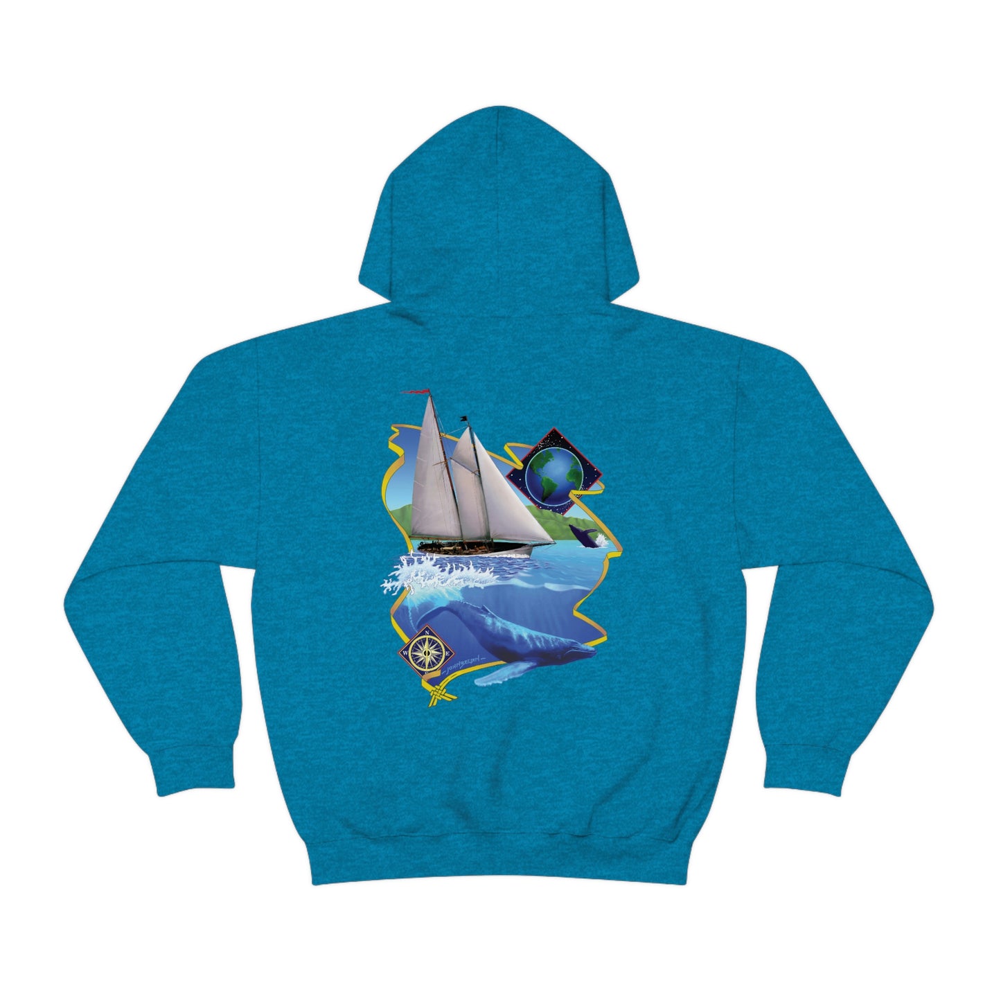Unisex Heavy Blend™ Hooded Sweatshirt, Windswept, Mother Ocean design.