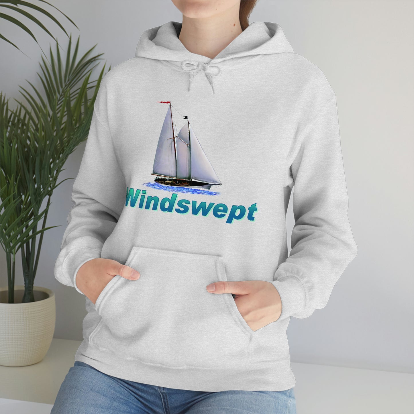 Unisex Heavy Blend™ Hooded Sweatshirt, Windswept, Mother Ocean design.
