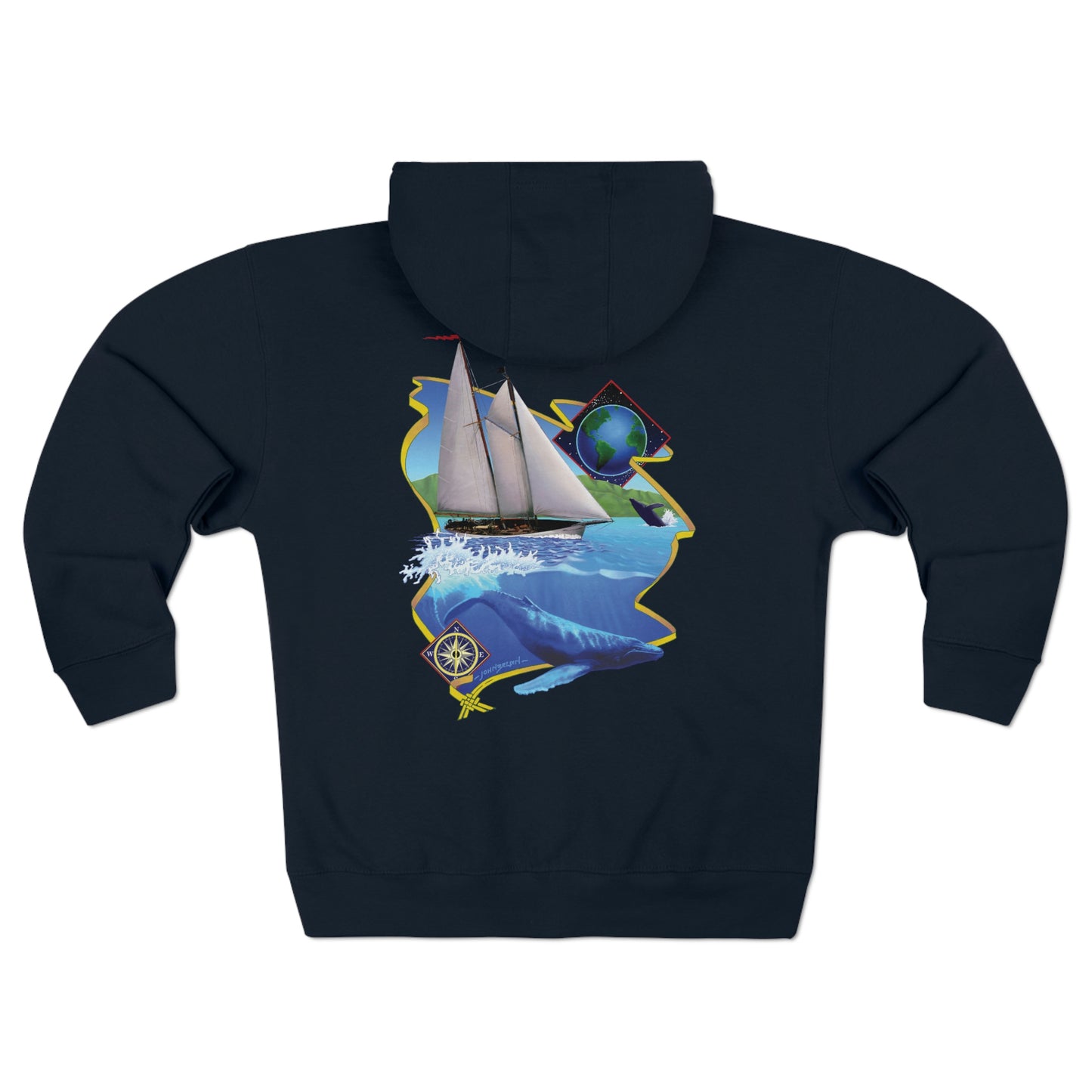 Unisex Premium Full Zip Hoodie, Mother Ocean graphic by John Ryerson Bredin