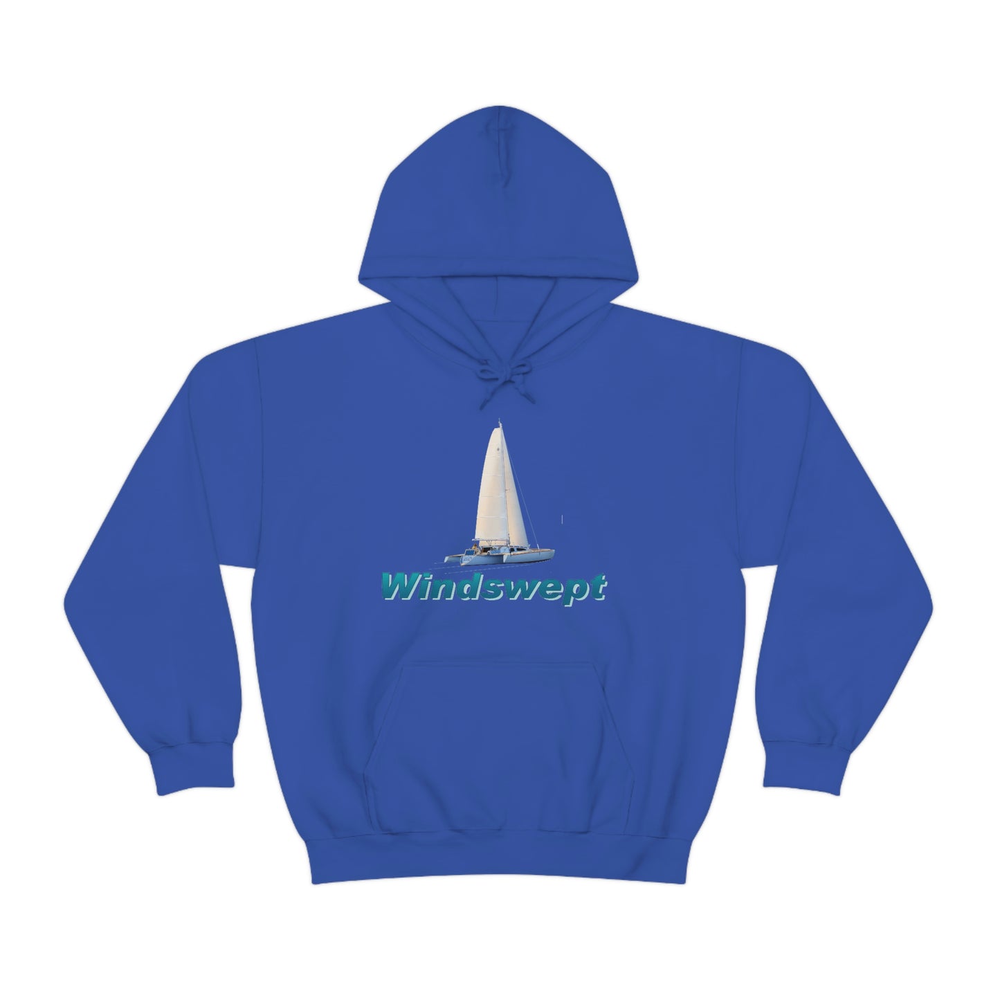 Unisex Heavy Blend™ Hooded Sweatshirt, Windswept, Sister Whisper Trimaran. Artwork by John Ryerson Bredin