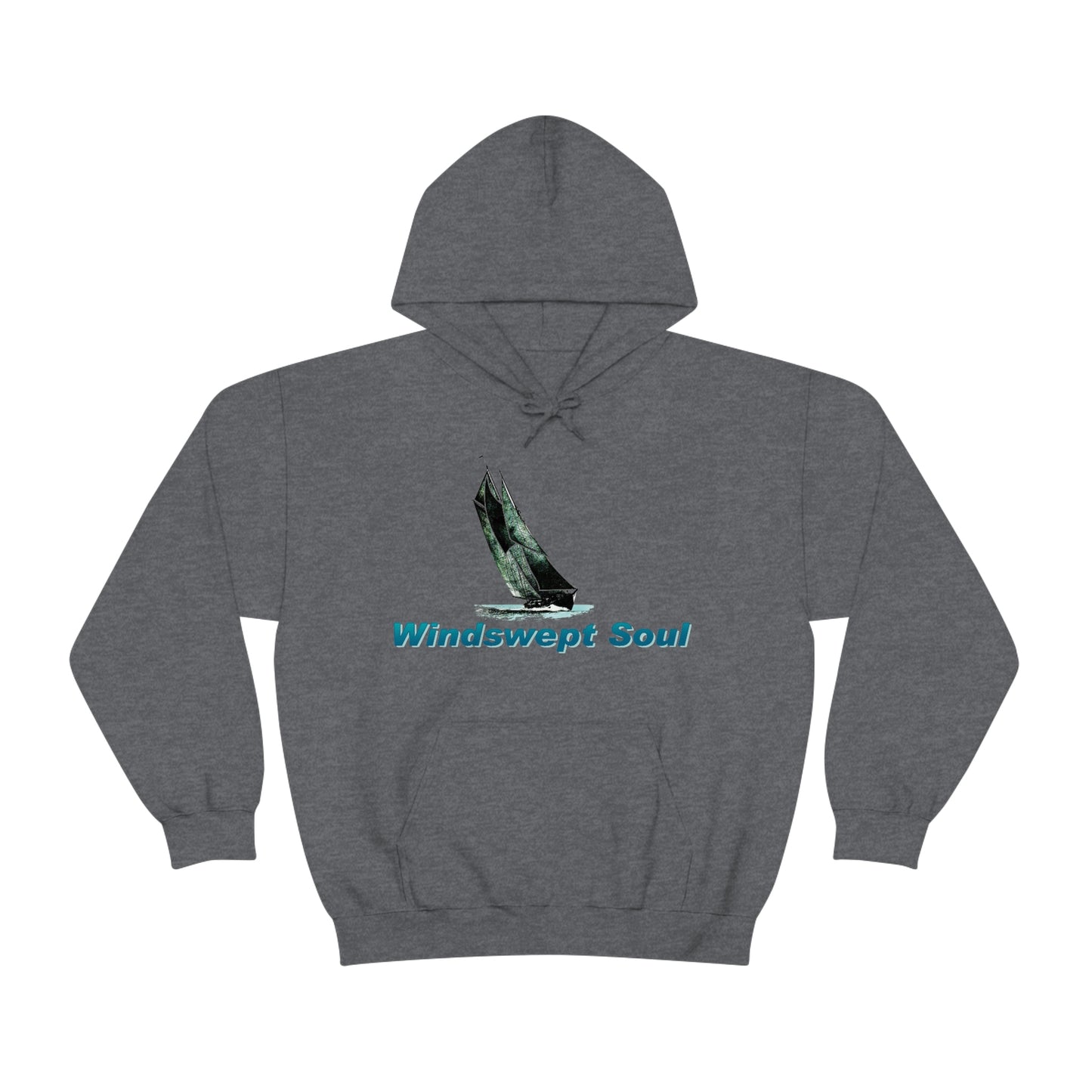 Unisex Heavy Blend™ Hooded Sweatshirt, Windswept Soul, Bluenose Sailboat.