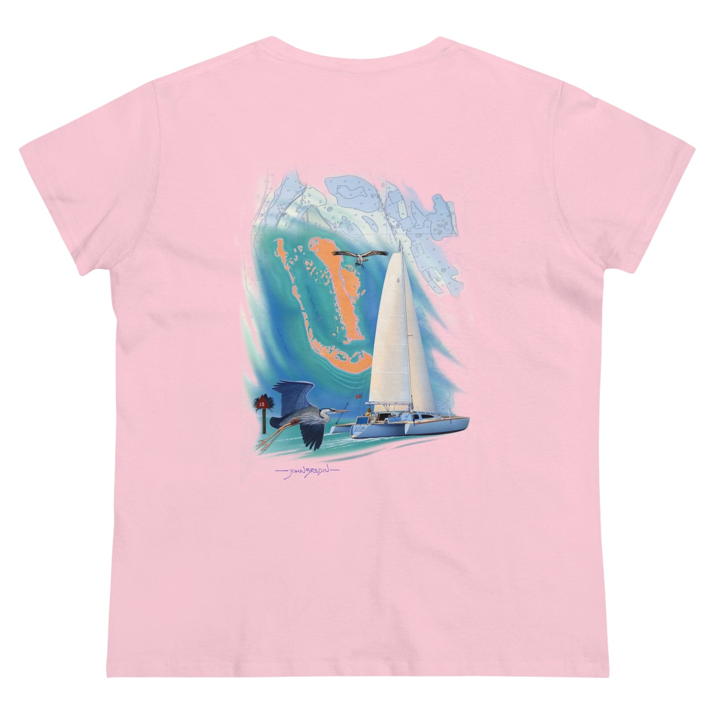 Women's Midweight Cotton Tee, Windswept, Sister Whisper Trimaran.