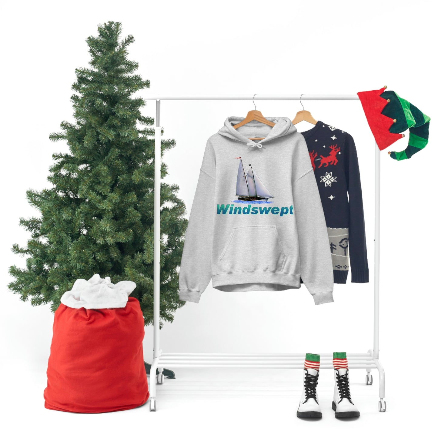 Unisex Heavy Blend™ Hooded Sweatshirt, Windswept, Mother Ocean design.
