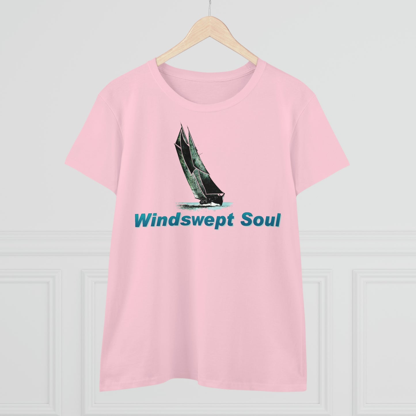 Windswept Soult, Bluenose sailboat, Women's Midweight Cotton Tee