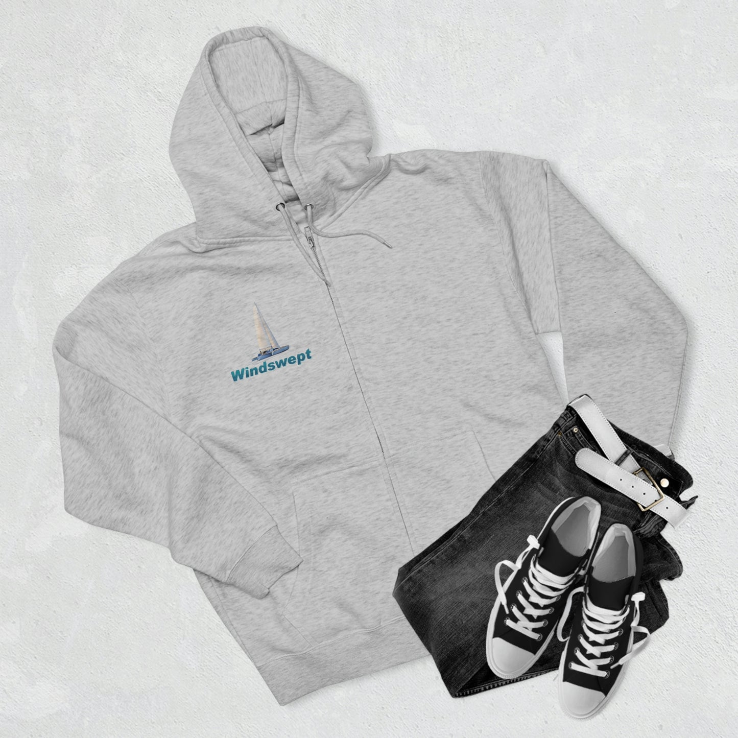 Unisex Premium Full Zip Hoodie, Sister Whisper graphic by John Ryerson Bredin