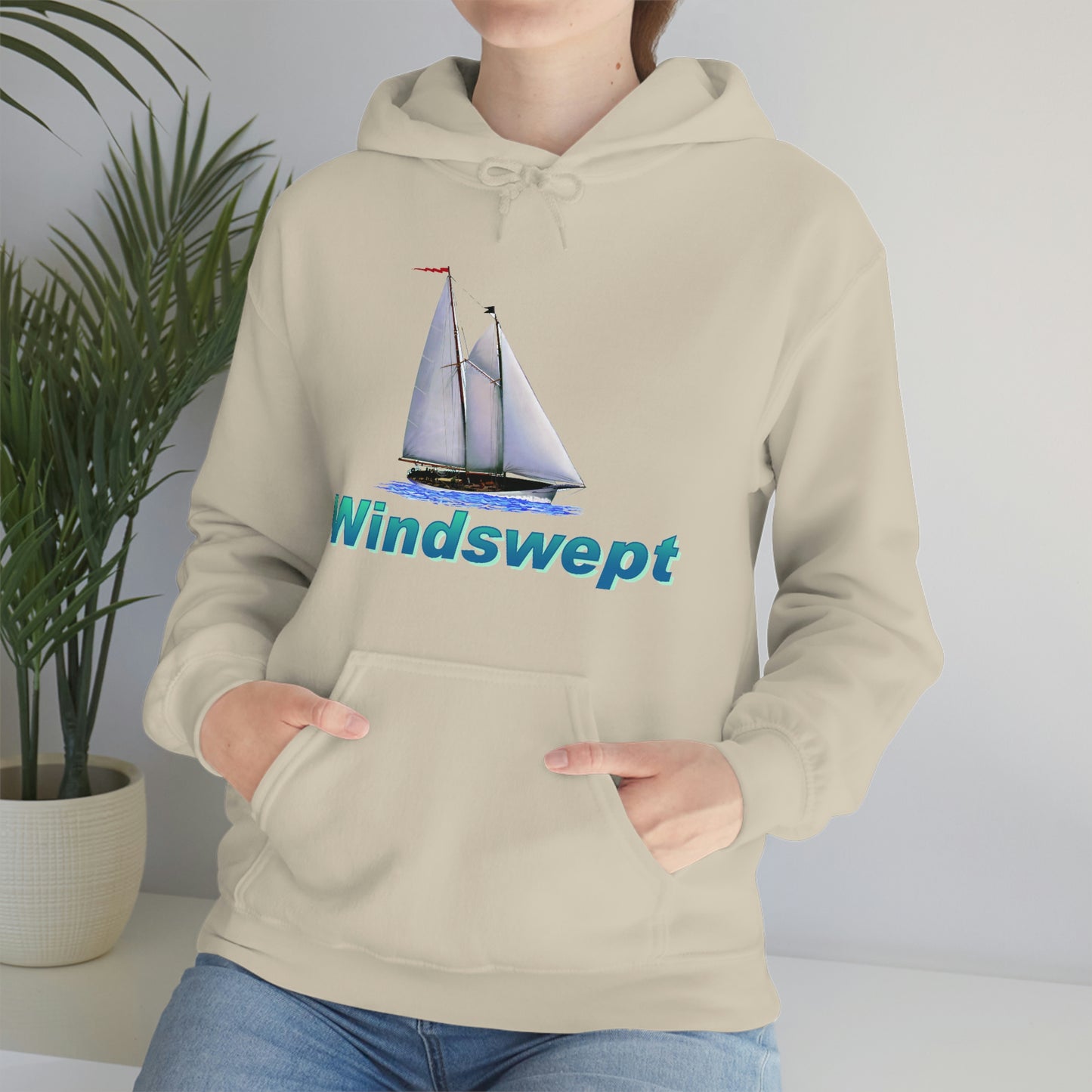 Unisex Heavy Blend™ Hooded Sweatshirt, Windswept, Mother Ocean design.