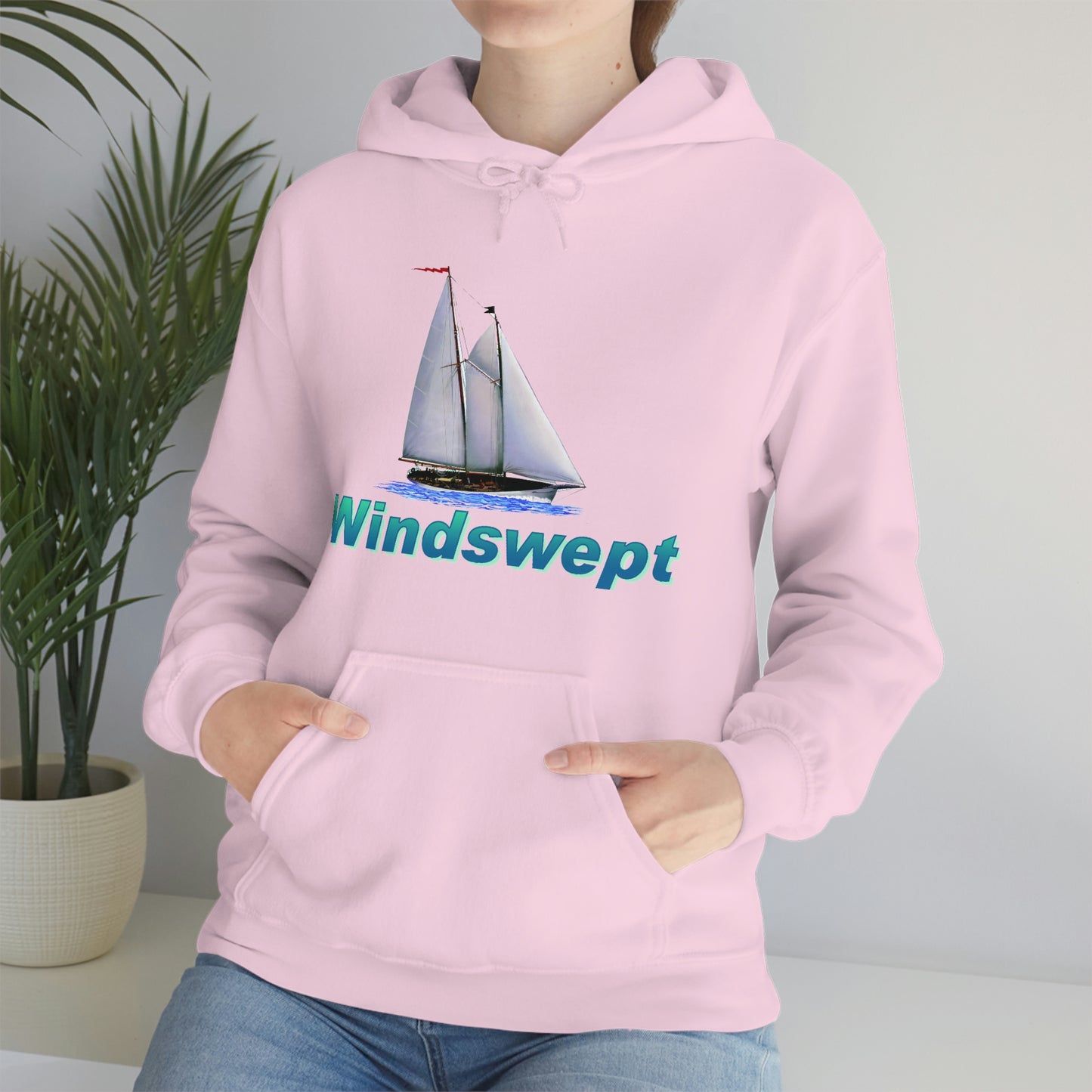 Unisex Heavy Blend™ Hooded Sweatshirt, Windswept, Mother Ocean design.