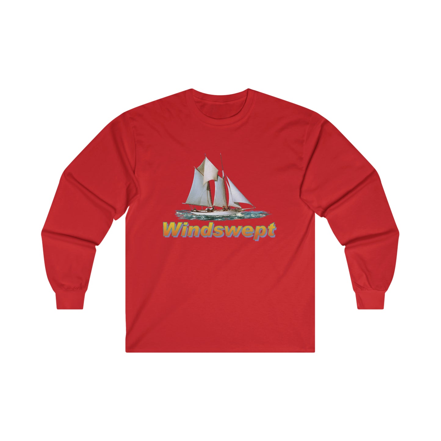 Ultra Cotton Long Sleeve Tee, W.H. Aubrey Sailboat. By John Ryerson Bredin