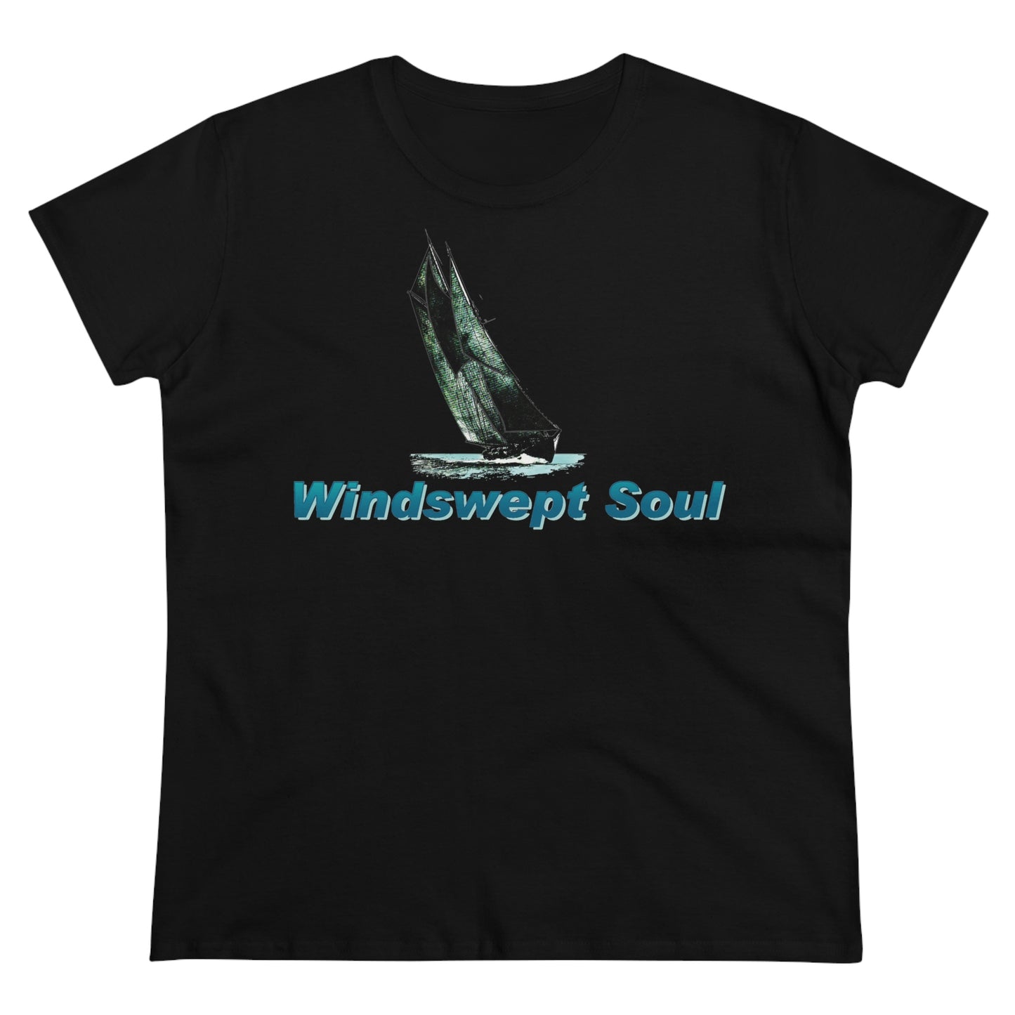Windswept Soult, Bluenose sailboat, Women's Midweight Cotton Tee