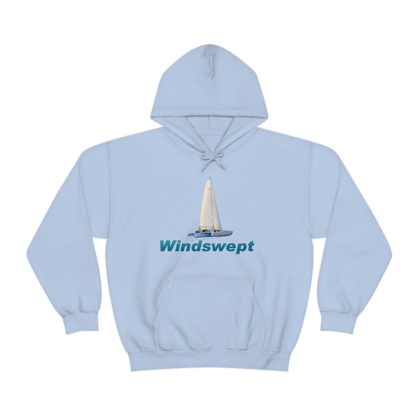 Unisex Heavy Blend™ Hooded Sweatshirt, Windswept, Sister Whisper Trimaran. Artwork by John Ryerson Bredin