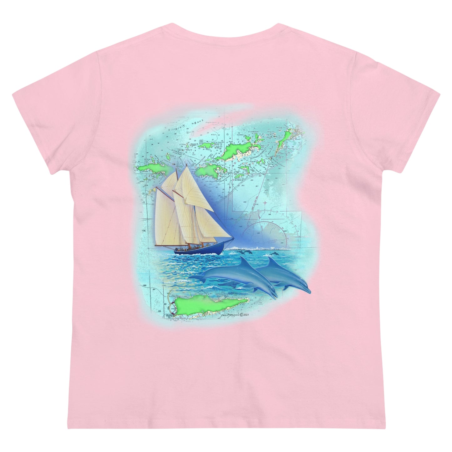 Windswept Soult, Bluenose sailboat, Women's Midweight Cotton Tee
