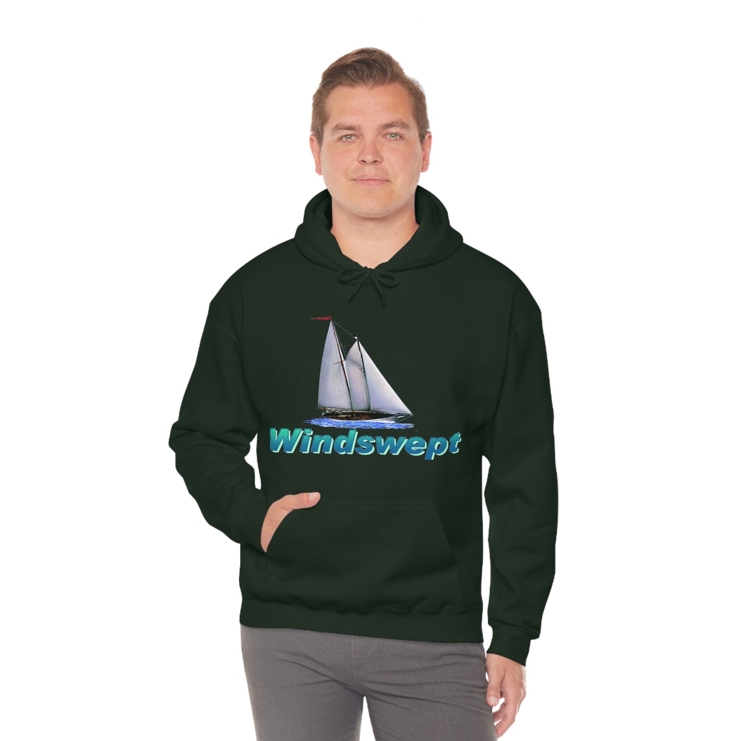 Unisex Heavy Blend™ Hooded Sweatshirt, Windswept, Mother Ocean design.