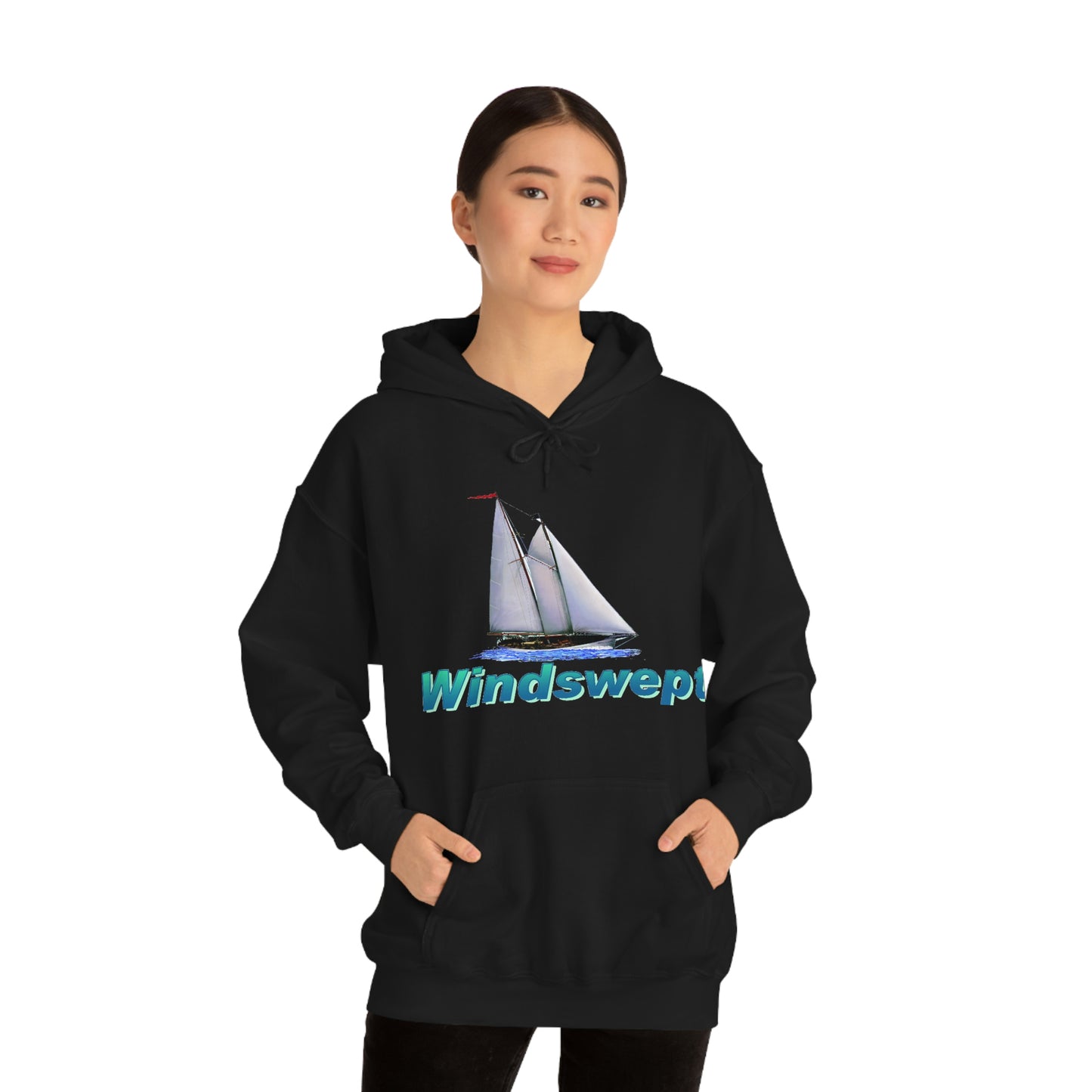 Unisex Heavy Blend™ Hooded Sweatshirt, Windswept, Mother Ocean design.