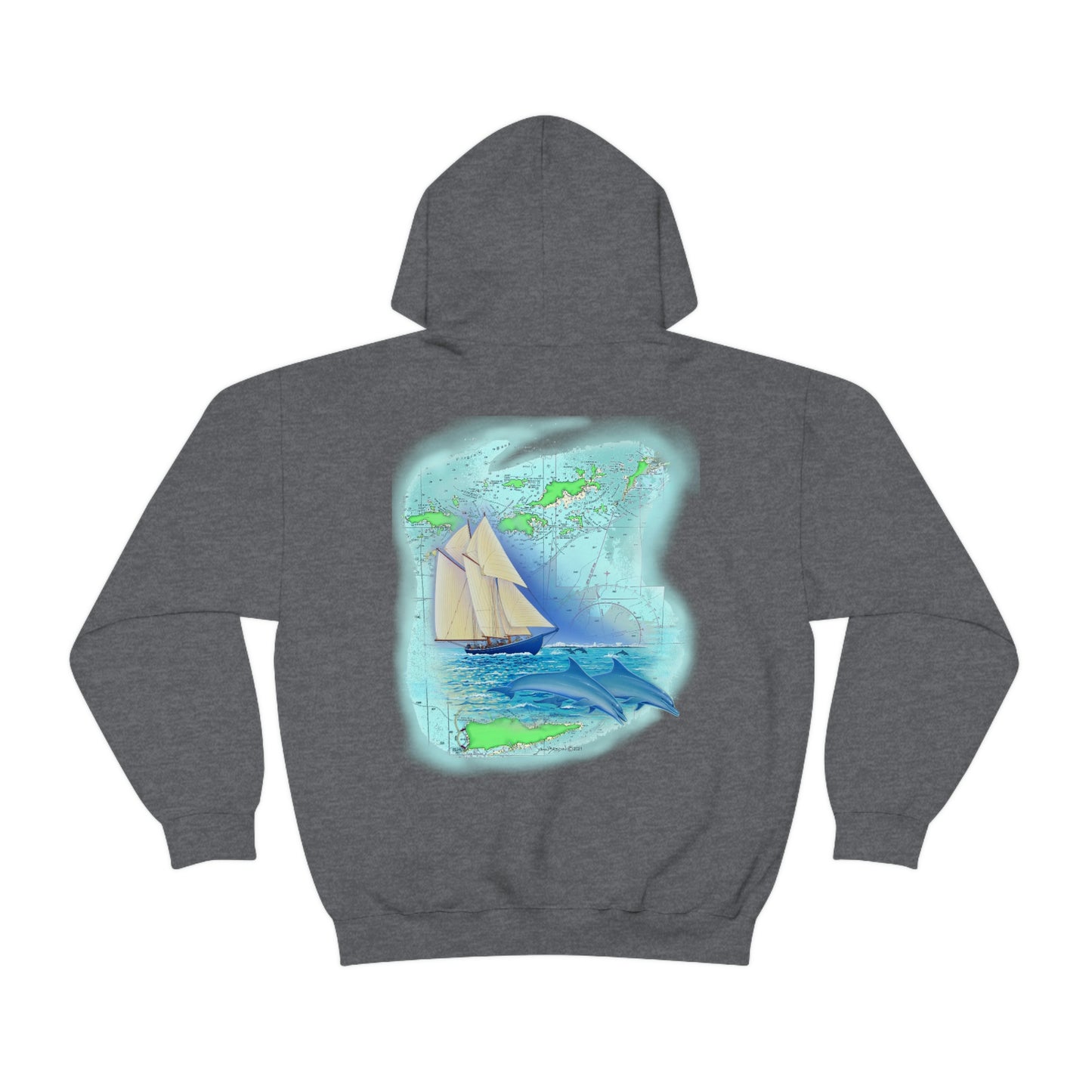 Unisex Heavy Blend™ Hooded Sweatshirt, Windswept Soul, Bluenose Sailboat.