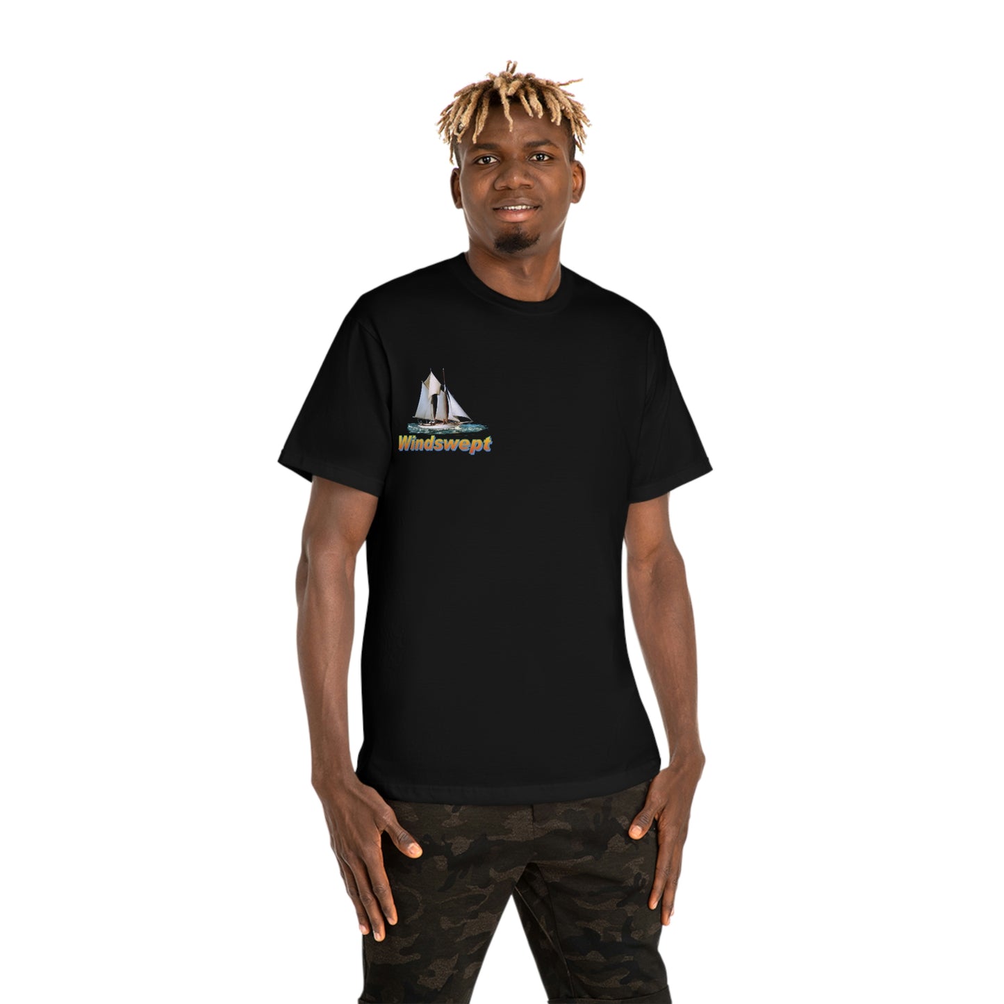 Windswept T-Shirt, Pocket Area William H Aubrey sailboat. Unisex Hammer™ T-shirt