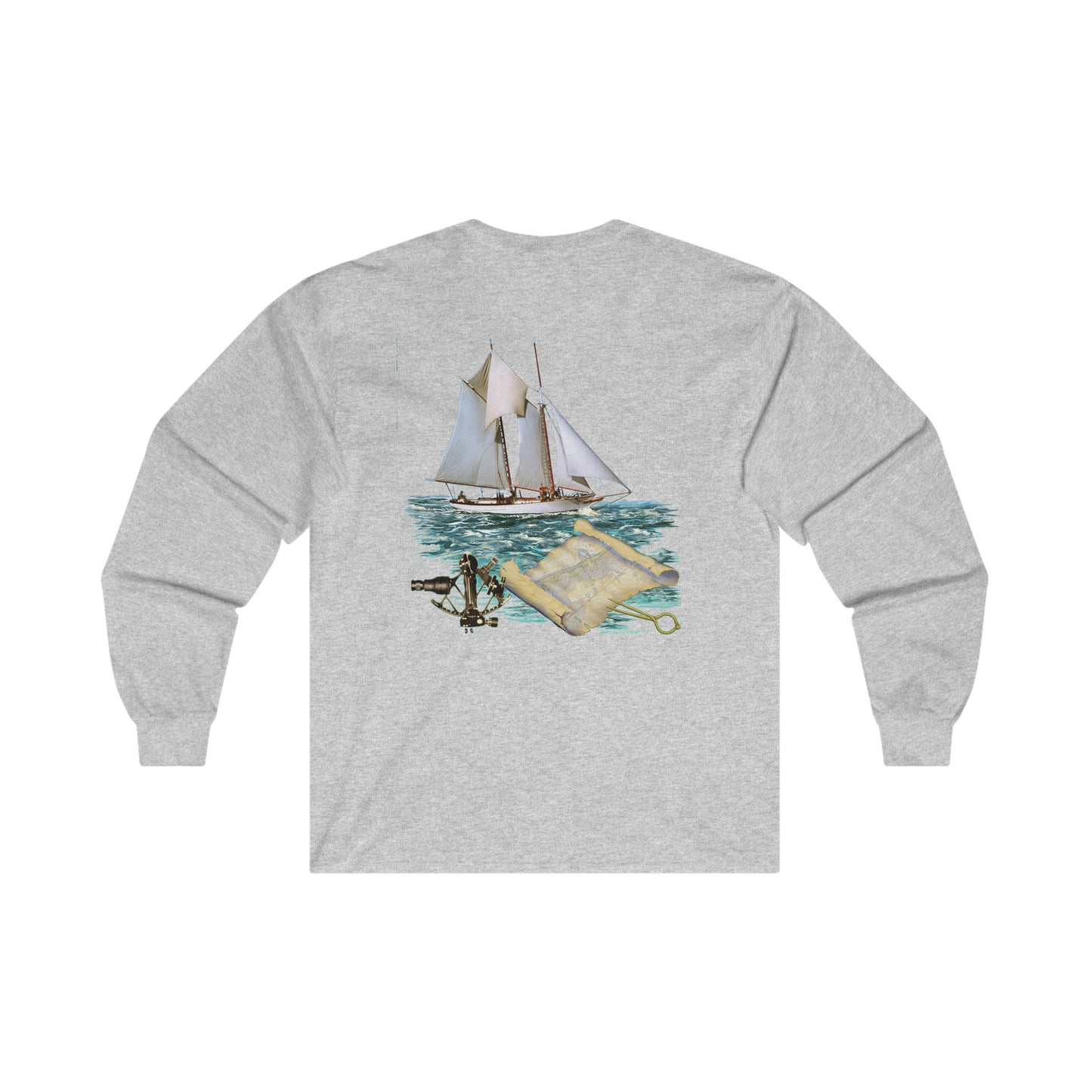 Ultra Cotton Long Sleeve Tee, W.H. Aubrey Sailboat. By John Ryerson Bredin