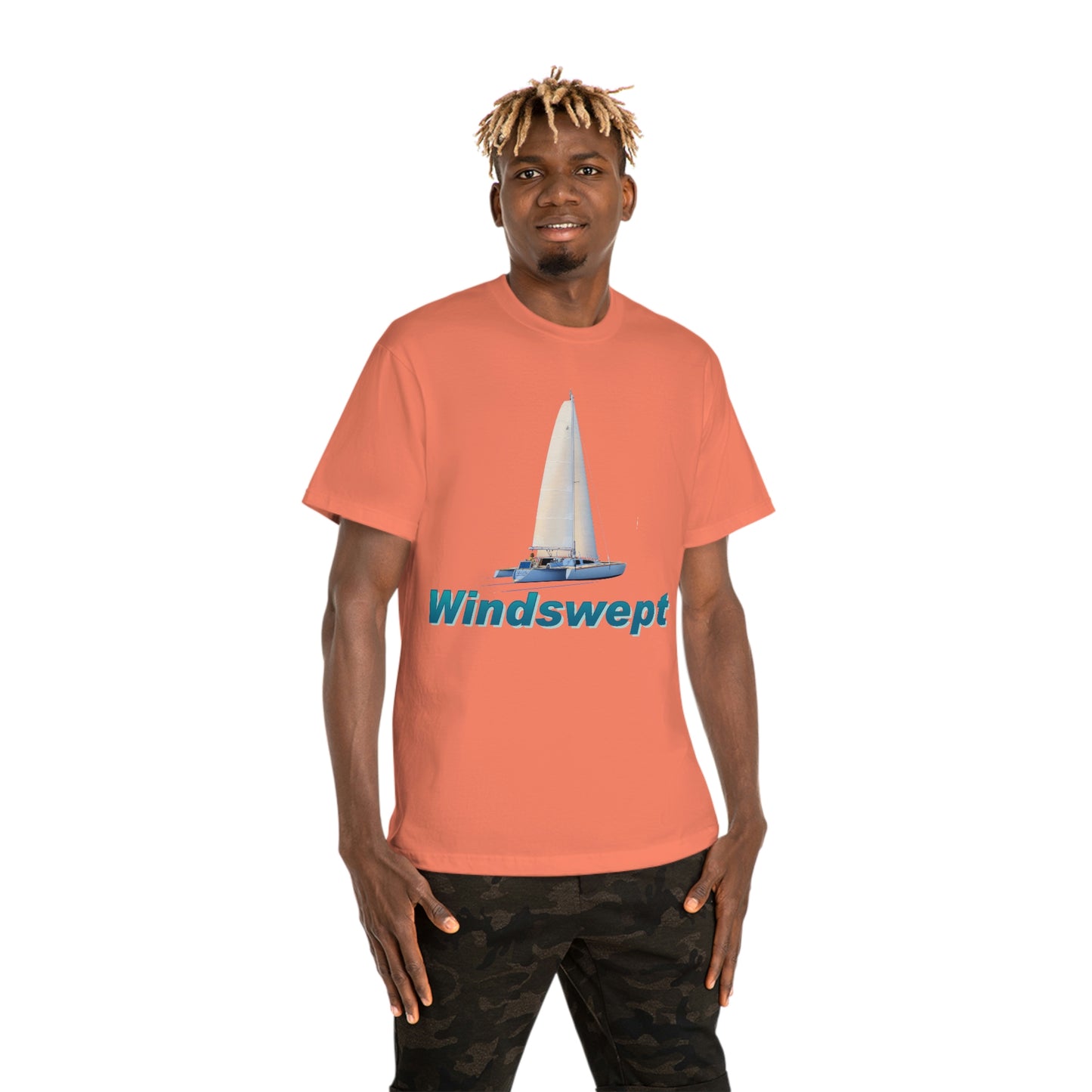 Windswept T-Shirt, Sister Whisper Trimaran. Unisex Hammer™ T-shirt. Artwork by John Ryerson Bredin.
