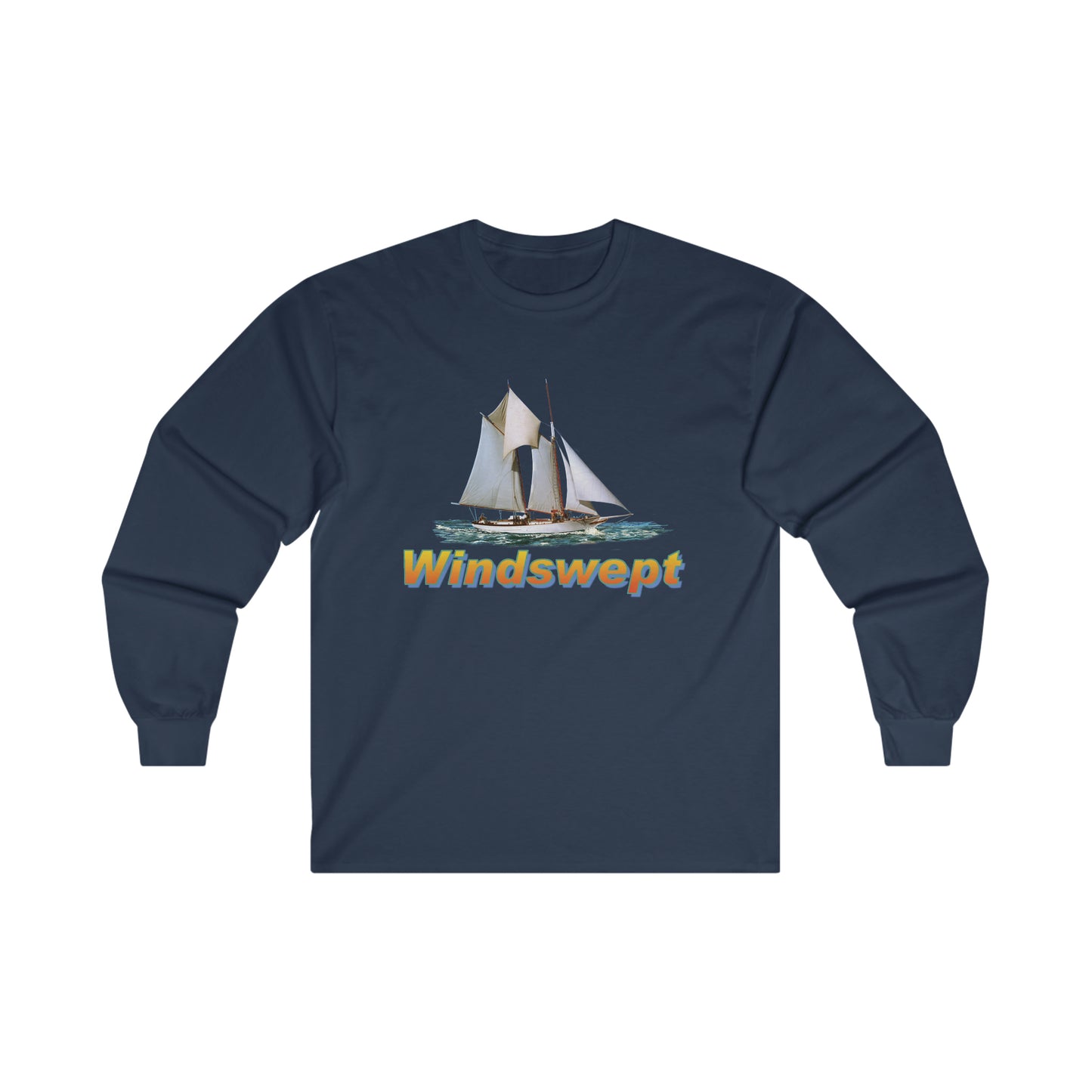 Ultra Cotton Long Sleeve Tee, W.H. Aubrey Sailboat. By John Ryerson Bredin