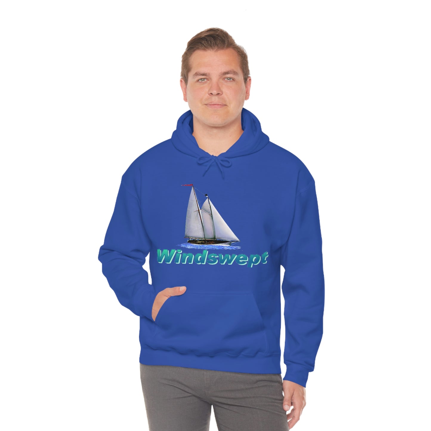 Unisex Heavy Blend™ Hooded Sweatshirt, Windswept, Mother Ocean design.