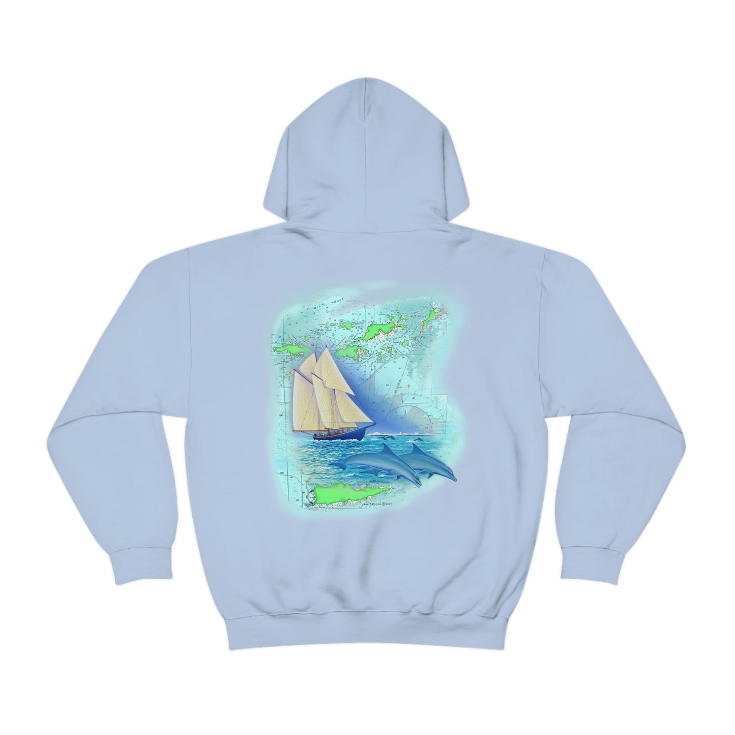Unisex Heavy Blend™ Hooded Sweatshirt, Windswept Soul, Bluenose Sailboat.