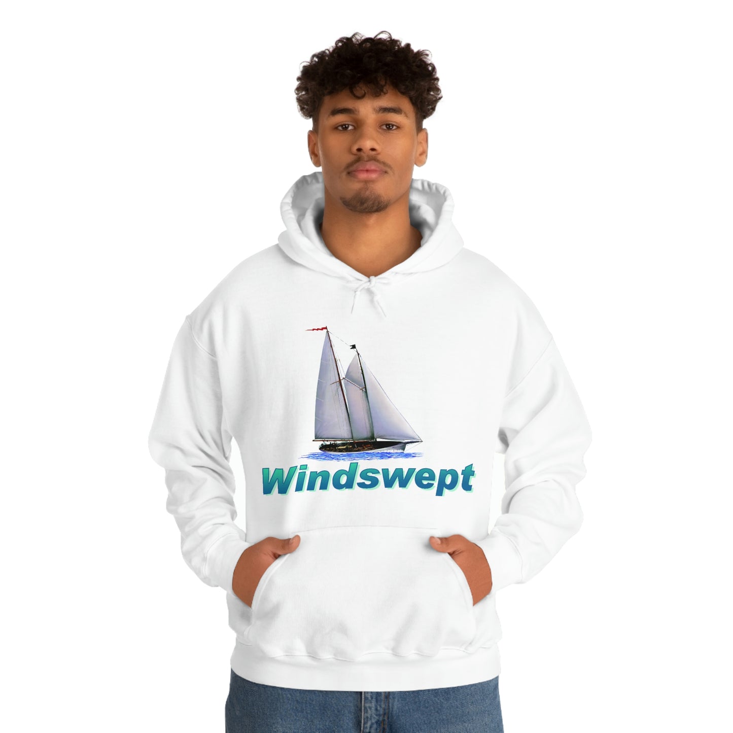Unisex Heavy Blend™ Hooded Sweatshirt, Windswept, Mother Ocean design.