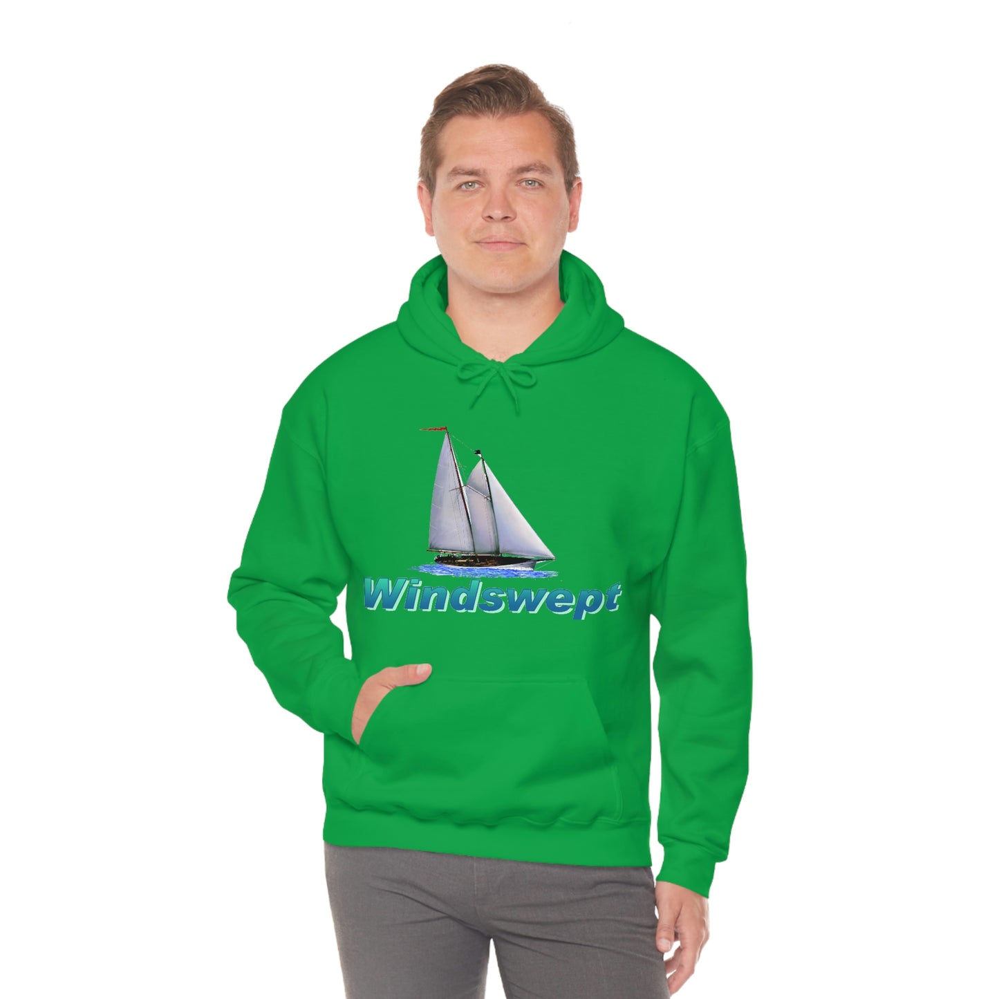 Unisex Heavy Blend™ Hooded Sweatshirt, Windswept, Mother Ocean design.