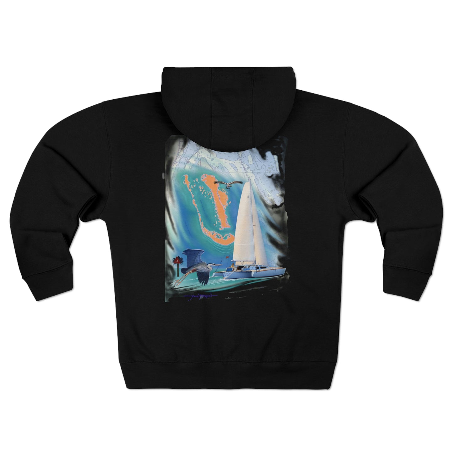 Unisex Premium Full Zip Hoodie, Sister Whisper graphic by John Ryerson Bredin