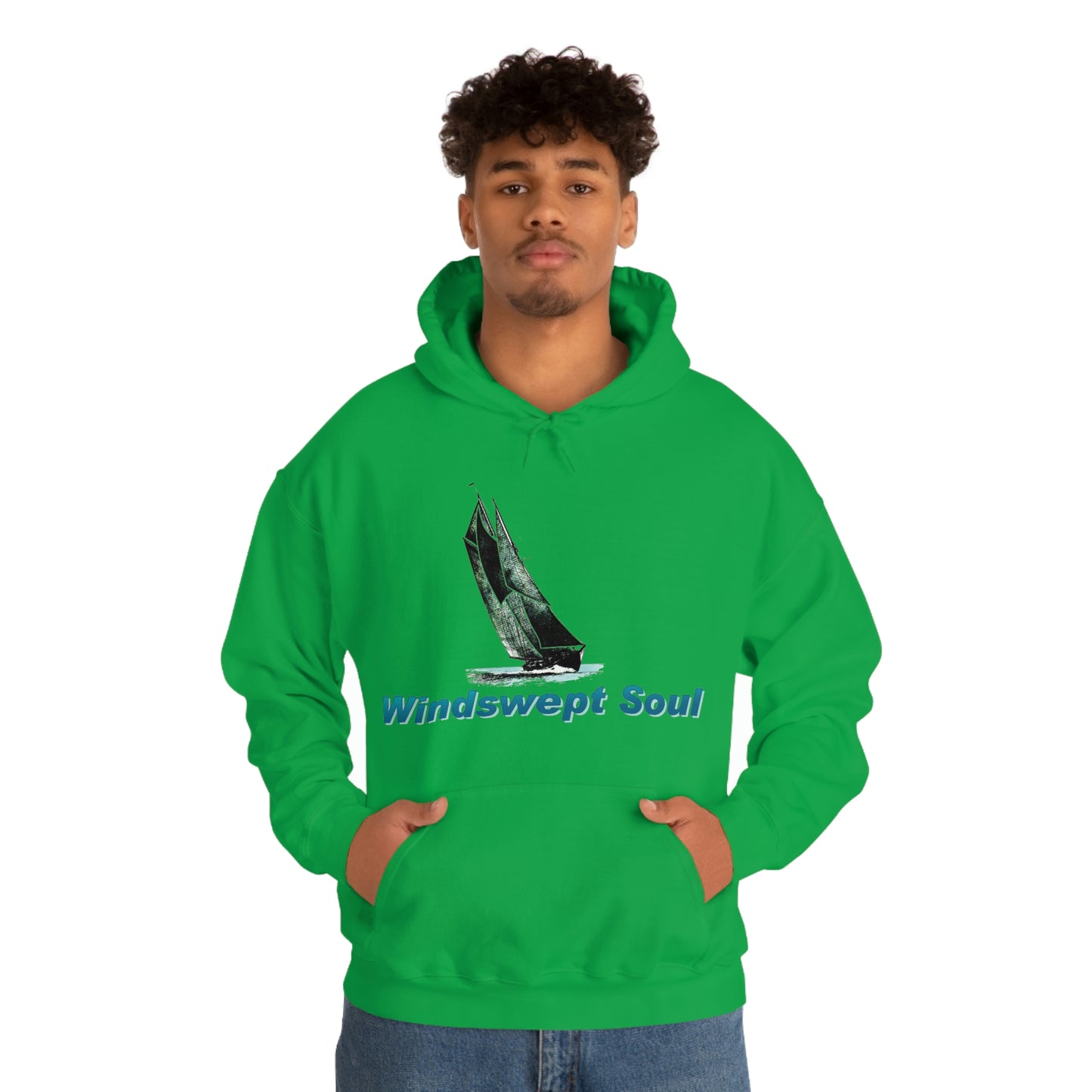 Unisex Heavy Blend™ Hooded Sweatshirt, Windswept Soul, Bluenose Sailboat.