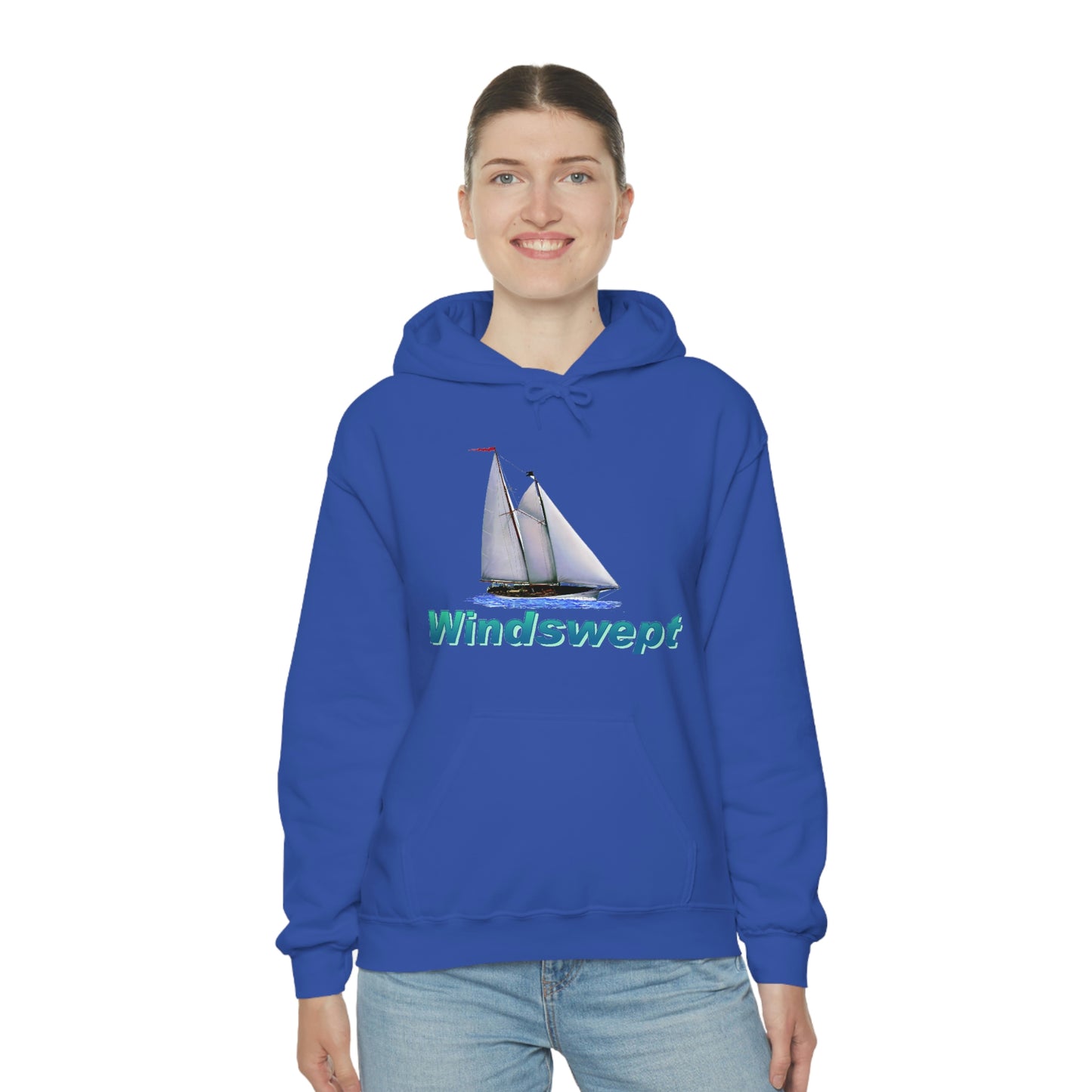 Unisex Heavy Blend™ Hooded Sweatshirt, Windswept, Mother Ocean design.