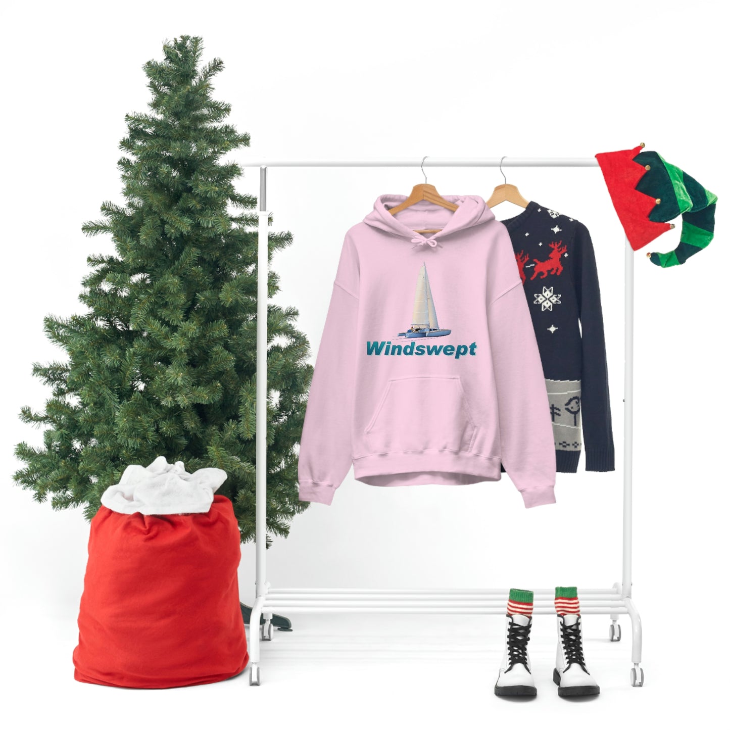 Unisex Heavy Blend™ Hooded Sweatshirt, Windswept, Sister Whisper Trimaran. Artwork by John Ryerson Bredin