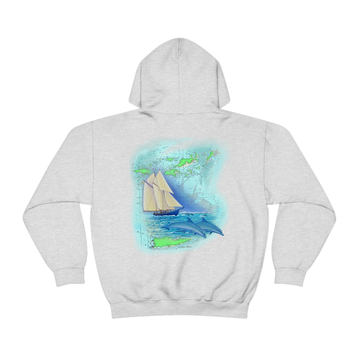 Unisex Heavy Blend™ Hooded Sweatshirt, Windswept Soul, Bluenose Sailboat.