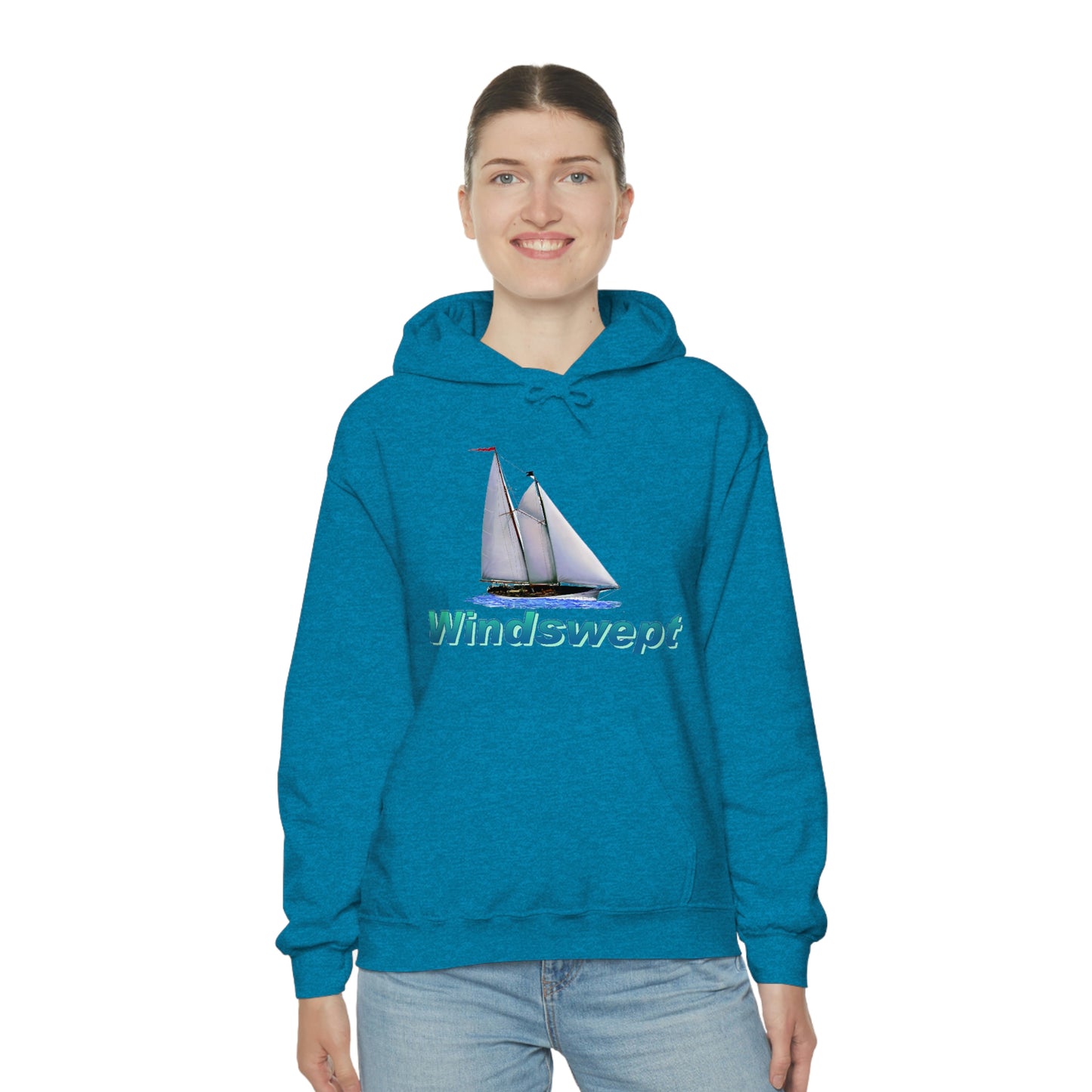 Unisex Heavy Blend™ Hooded Sweatshirt, Windswept, Mother Ocean design.