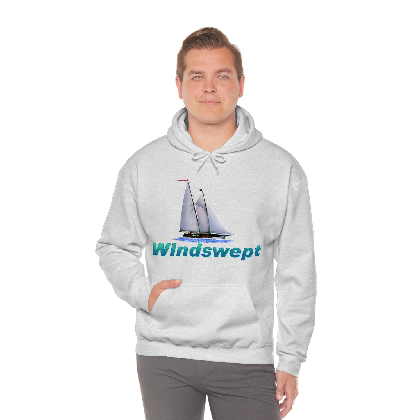 Unisex Heavy Blend™ Hooded Sweatshirt, Windswept, Mother Ocean design.