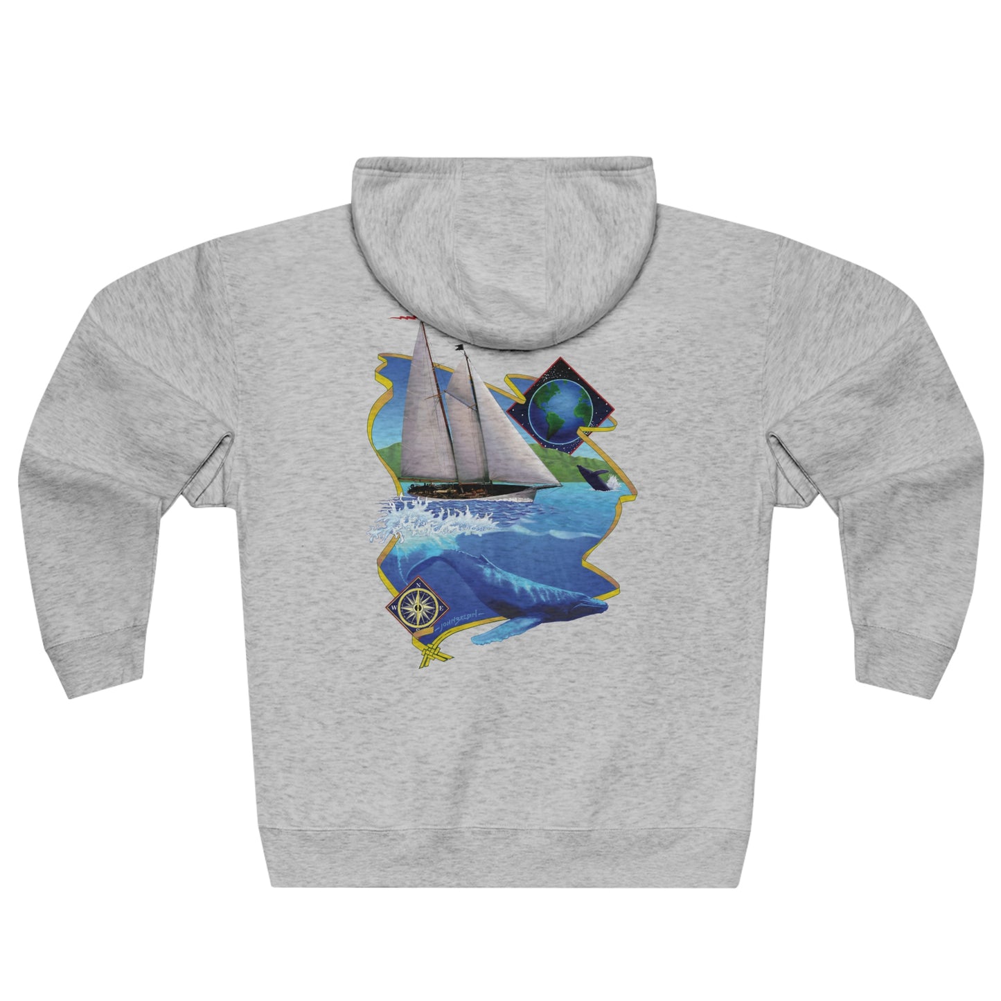 Unisex Premium Full Zip Hoodie, Mother Ocean graphic by John Ryerson Bredin