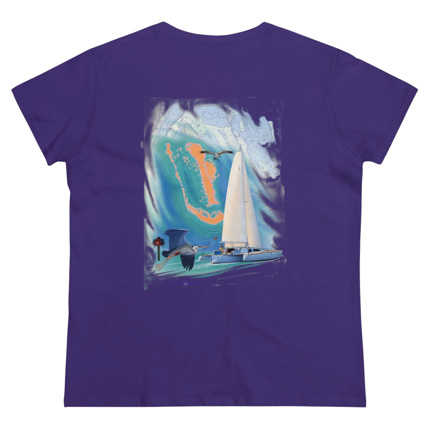 Women's Midweight Cotton Tee, Windswept, Sister Whisper Trimaran.