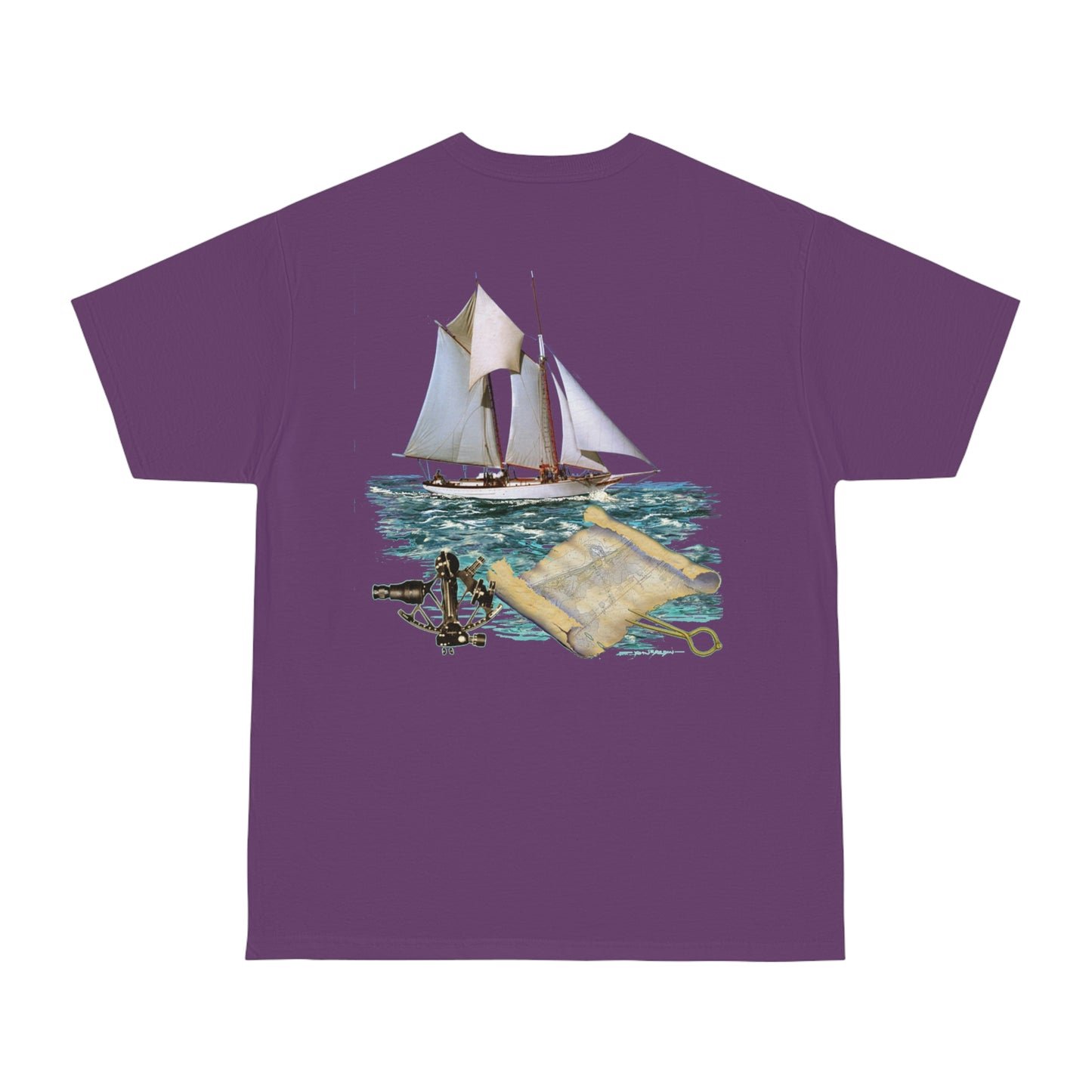 Windswept T-Shirt, Pocket Area William H Aubrey sailboat. Unisex Hammer™ T-shirt