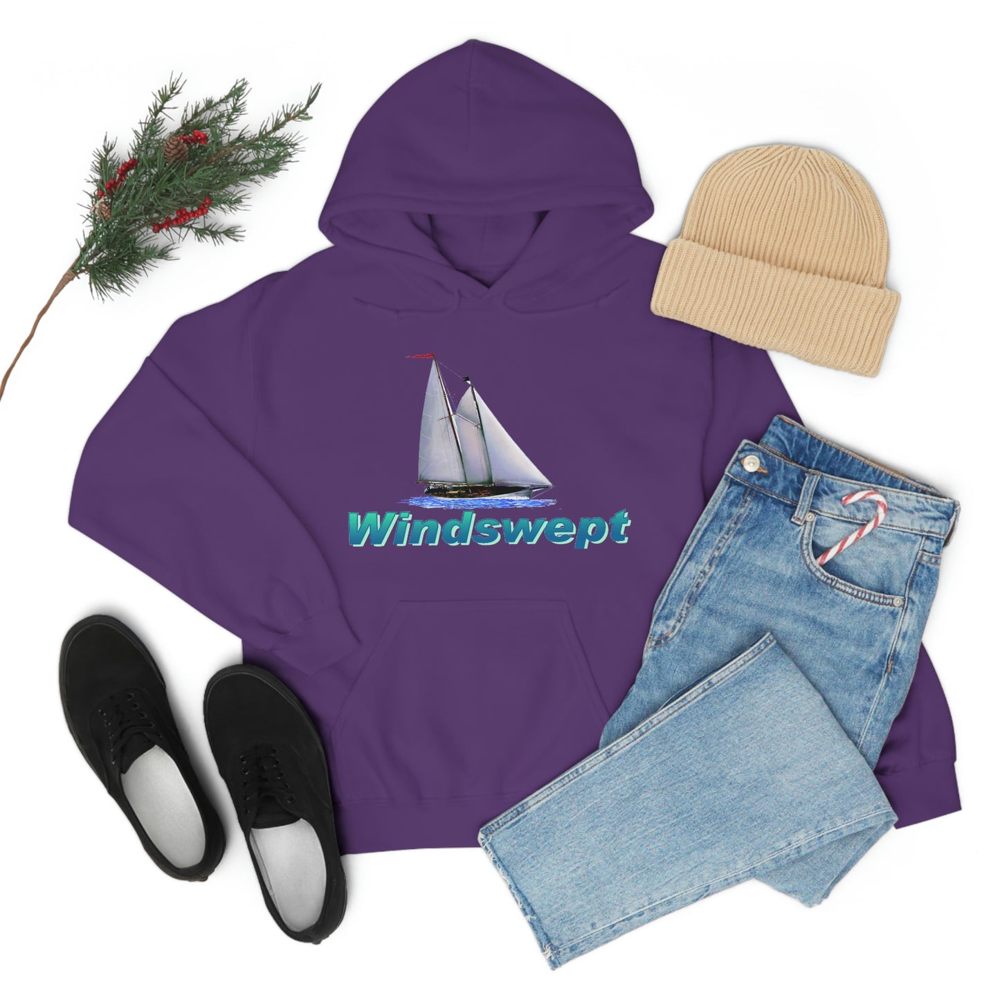 Unisex Heavy Blend™ Hooded Sweatshirt, Windswept, Mother Ocean design.