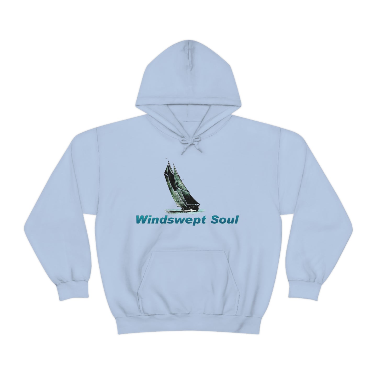 Unisex Heavy Blend™ Hooded Sweatshirt, Windswept Soul, Bluenose Sailboat.