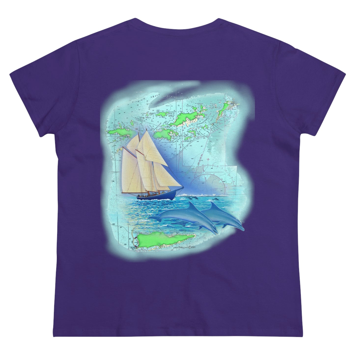 Windswept Soult, Bluenose sailboat, Women's Midweight Cotton Tee