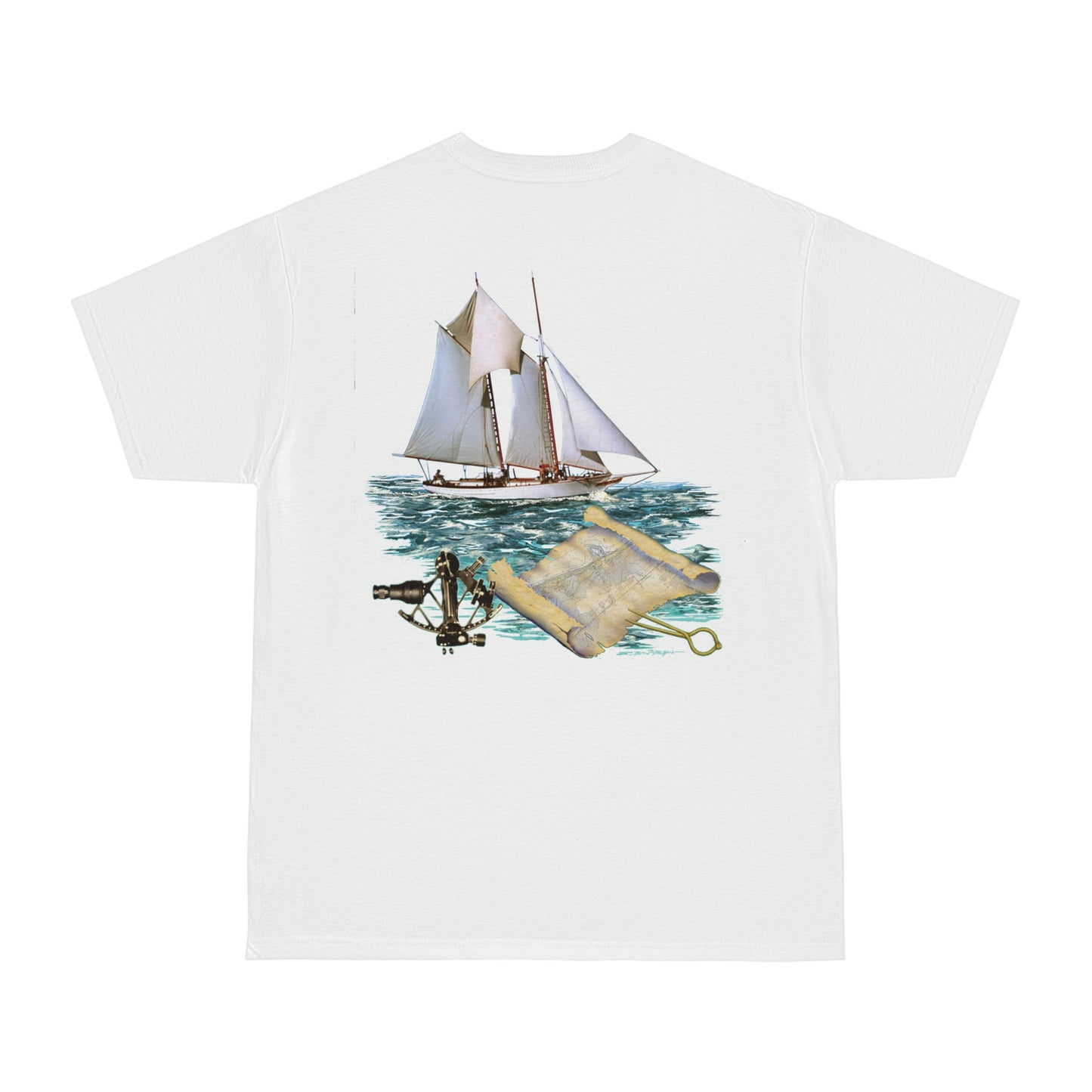 Windswept T-Shirt, Pocket Area William H Aubrey sailboat. Unisex Hammer™ T-shirt