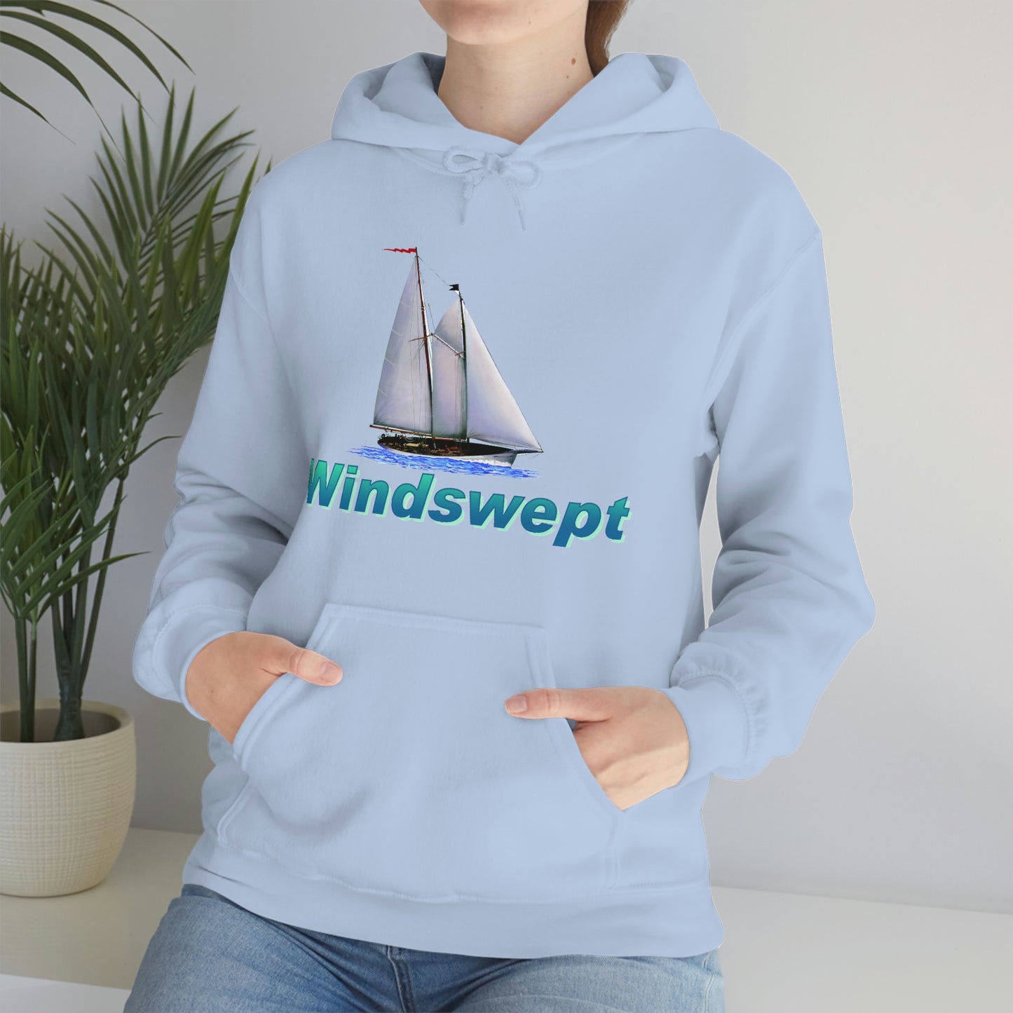 Unisex Heavy Blend™ Hooded Sweatshirt, Windswept, Mother Ocean design.