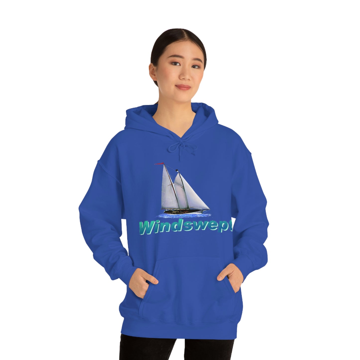 Unisex Heavy Blend™ Hooded Sweatshirt, Windswept, Mother Ocean design.