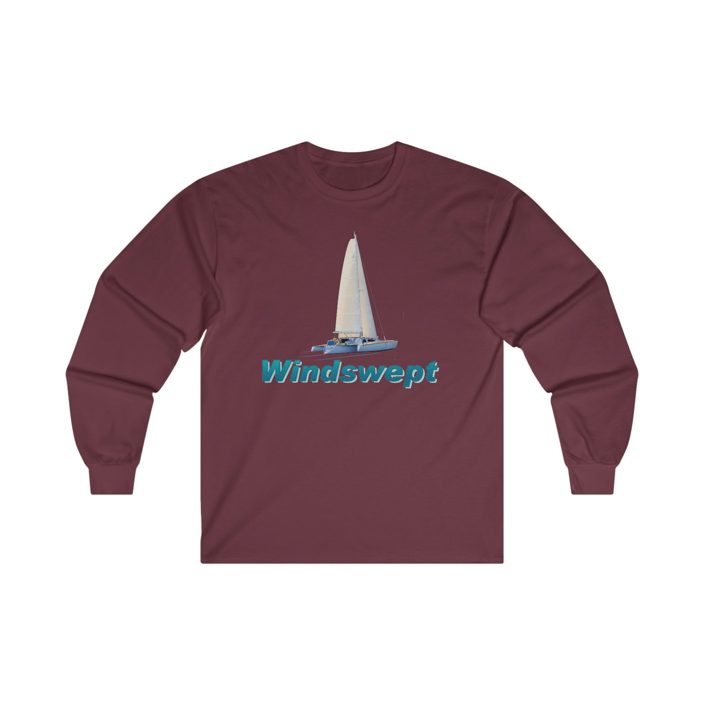 Ultra Cotton Long Sleeve Tee. Sister Whisper sailboat. By John Ryerson Bredin.