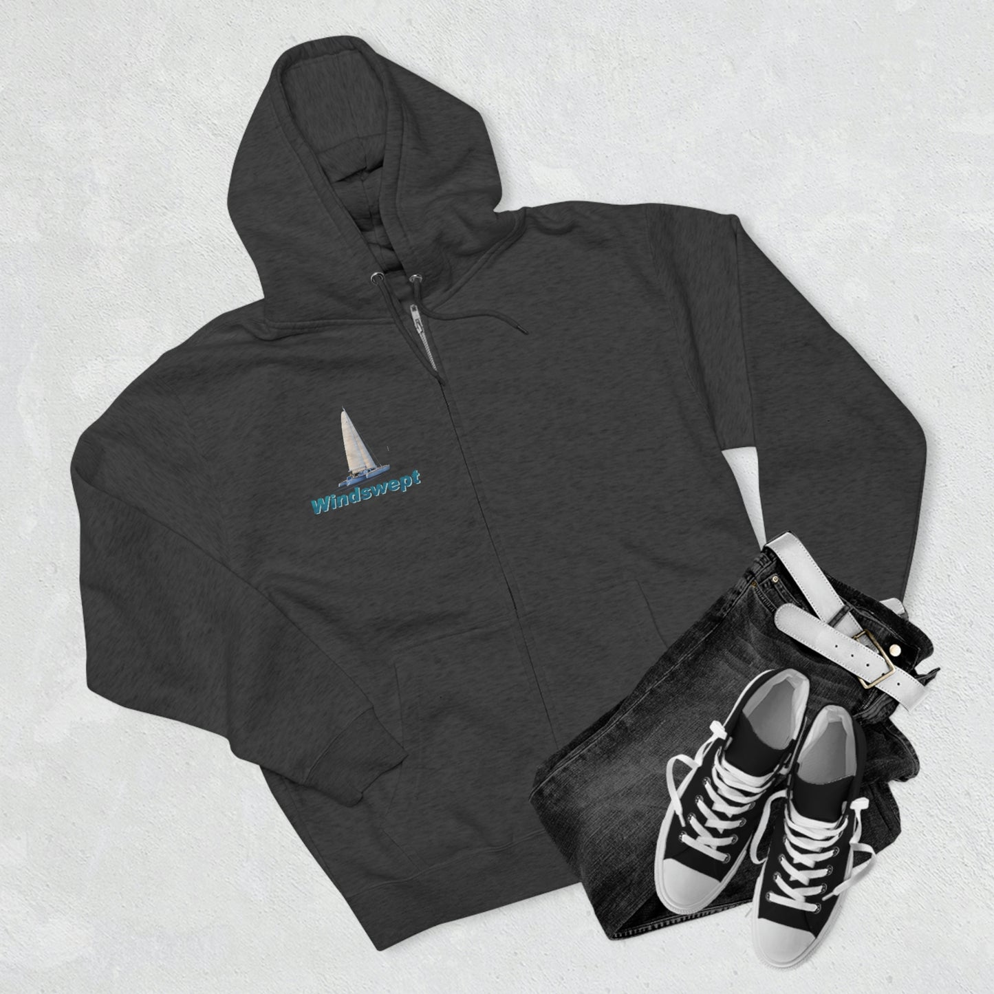 Unisex Premium Full Zip Hoodie, Sister Whisper graphic by John Ryerson Bredin