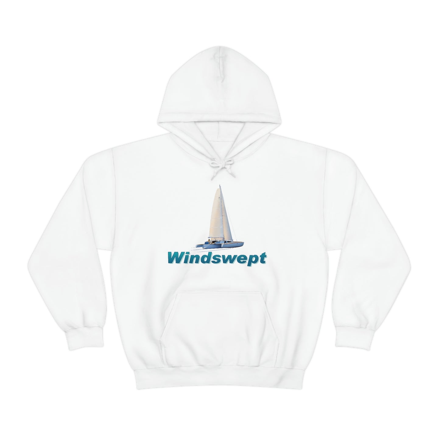 Unisex Heavy Blend™ Hooded Sweatshirt, Windswept, Sister Whisper Trimaran. Artwork by John Ryerson Bredin