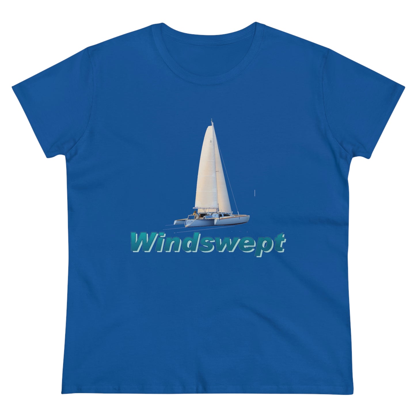 Women's Midweight Cotton Tee, Windswept, Sister Whisper Trimaran.