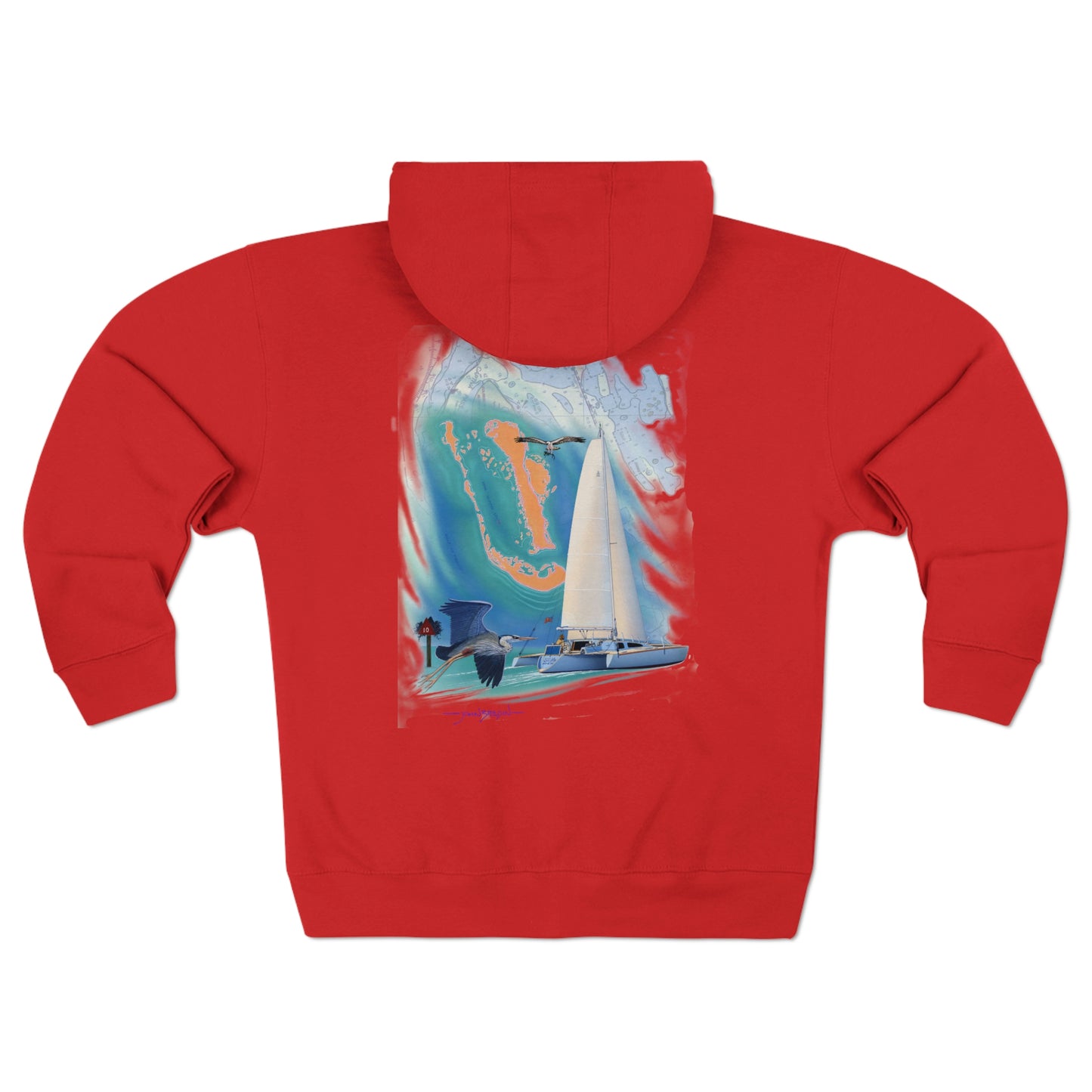 Unisex Premium Full Zip Hoodie, Sister Whisper graphic by John Ryerson Bredin