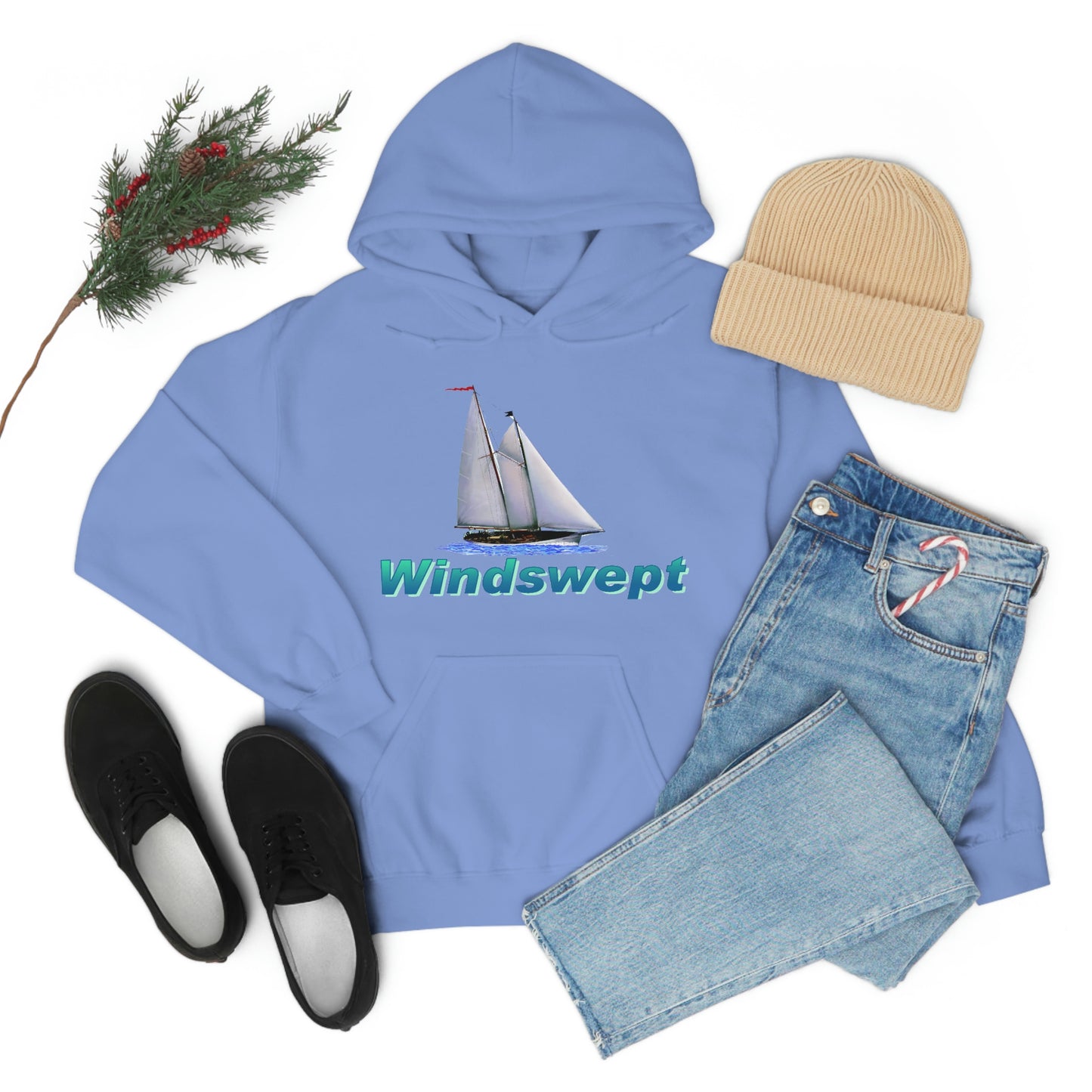 Unisex Heavy Blend™ Hooded Sweatshirt, Windswept, Mother Ocean design.