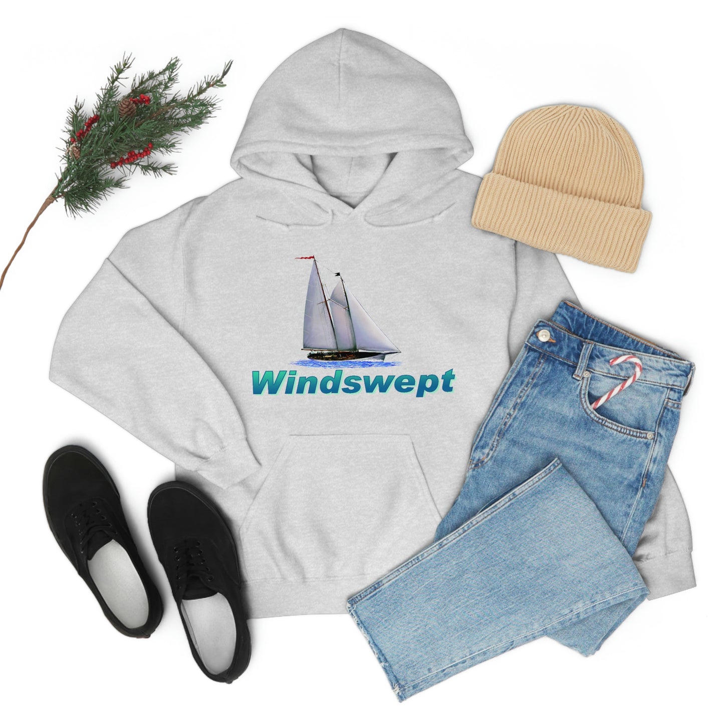 Unisex Heavy Blend™ Hooded Sweatshirt, Windswept, Mother Ocean design.