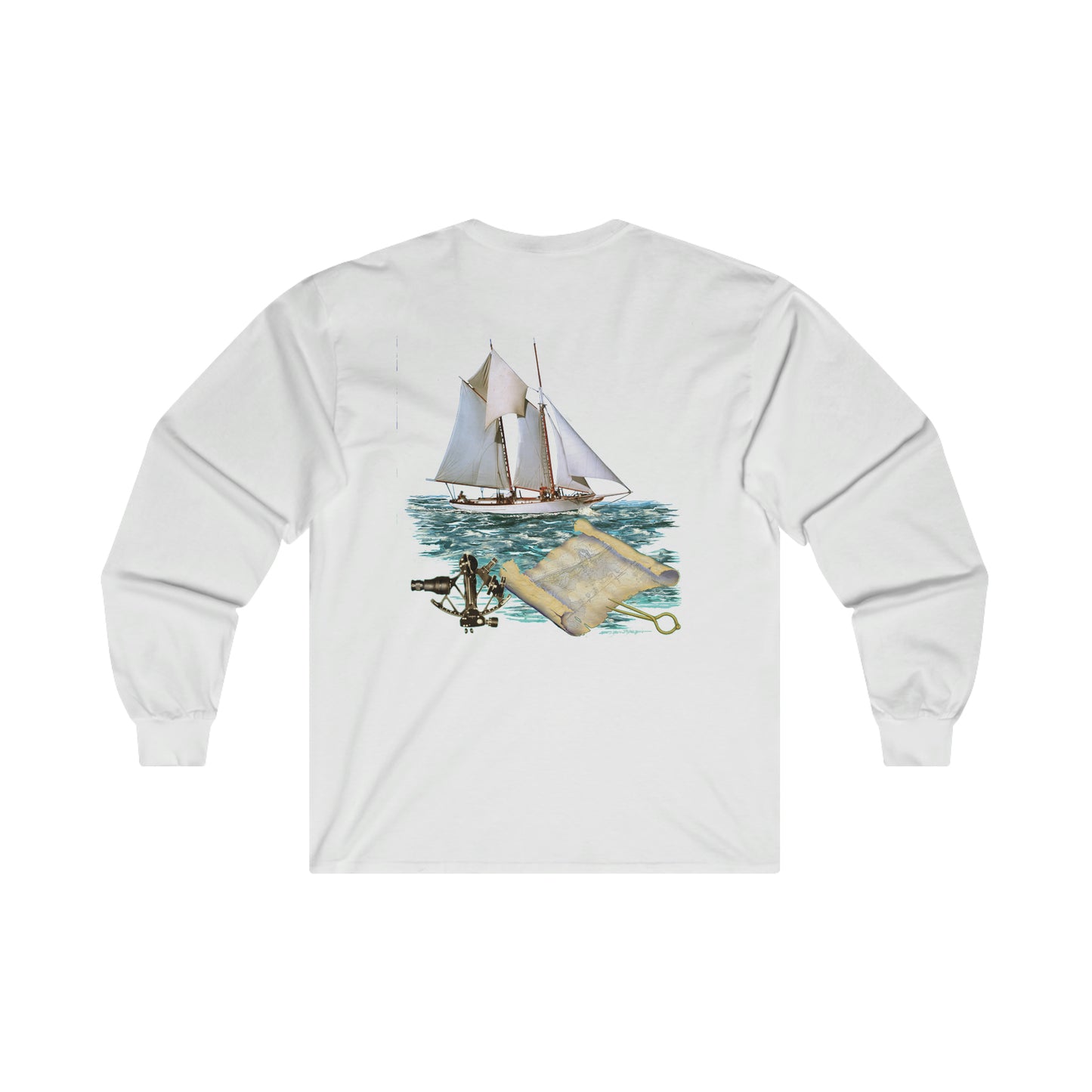 Ultra Cotton Long Sleeve Tee, W.H. Aubrey Sailboat. By John Ryerson Bredin
